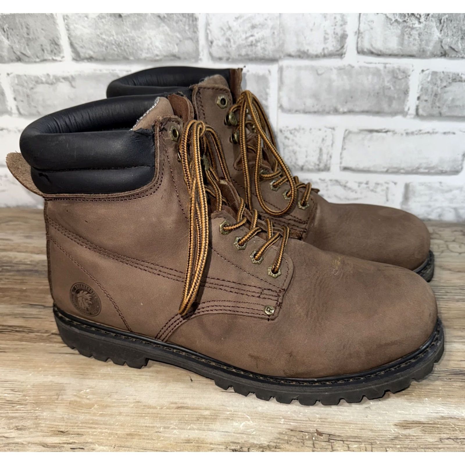 Vintage Rockrooster UNDERWOOD Leather Steel Toe Work Boots Mens 11 Brown Leather Steel Toe Work Boots Mens 11 Brown Size US 11 / EU 44 - 2 Thumbnail