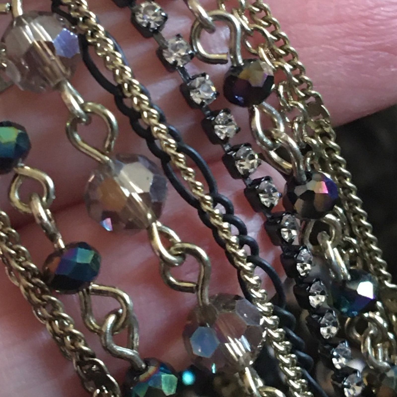 Jewelry Multi tone chain tie style fringe sparkle necklace Size ONE SIZE - 7 Thumbnail