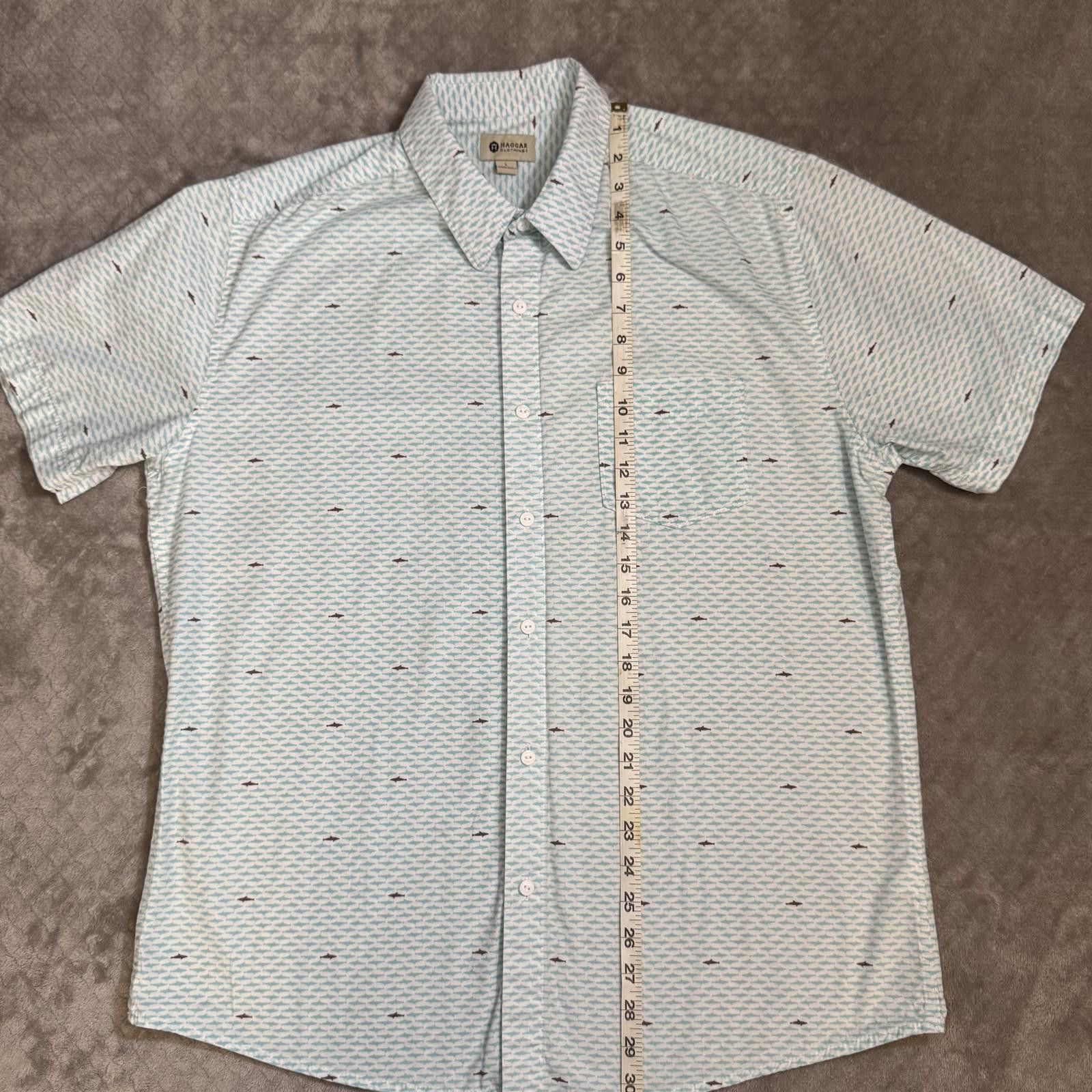 Haggar Haggar Men's Shark Print Short Sleeve Button Up Size US L / EU 52-54 / 3 - 8 Thumbnail