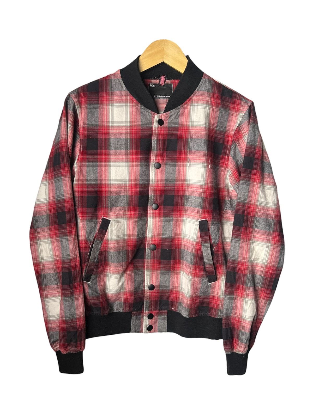 Number (N)ine Number (N)ine Takahiro Miyashita Shadow Plaid Bomber Jacket Size US M / EU 48-50 / 2 - 1 Thumbnail
