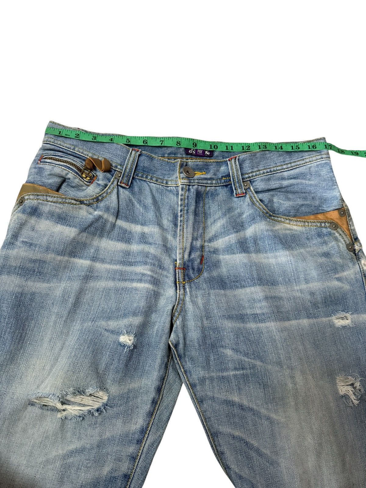 Japanese Purple & Yellow Distressed Denim Jeans