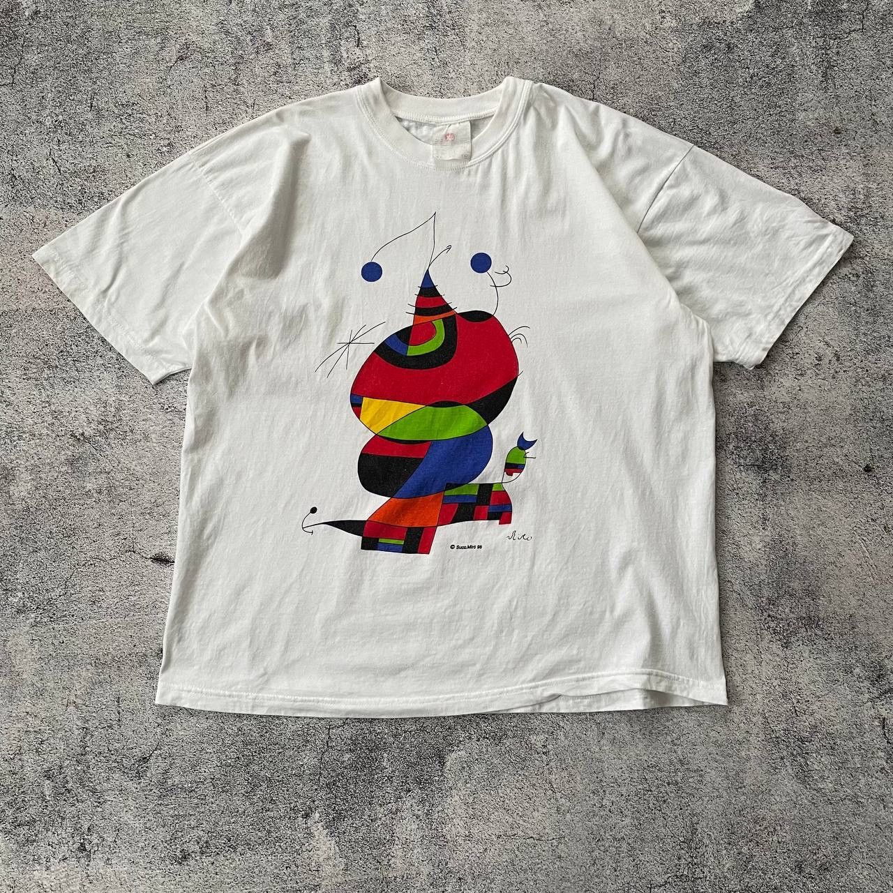 Image of Vintage 1998 Joan Miro Succ Miro T-Shirt White, Men's (Size XL)