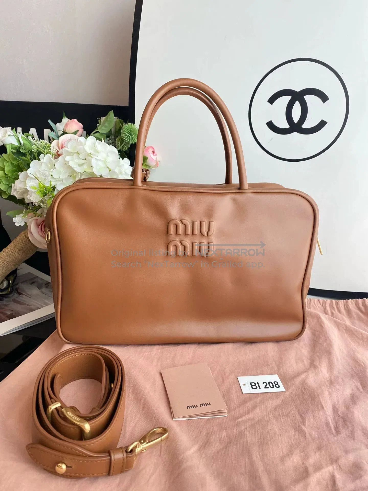 Miu Miu MIU MIU Cognac Women's Vintage Embossed Briefcase/ Size ONE SIZE - 3 Thumbnail