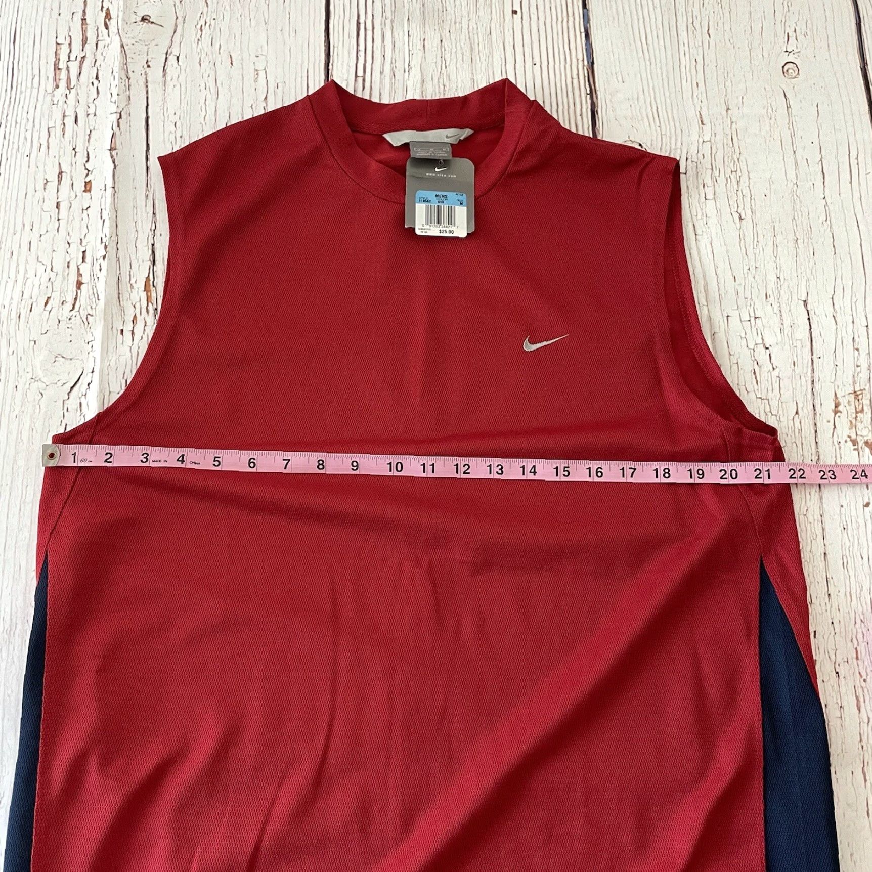 Nike Nike Essential Check Tank Shirt Mens Red M Athletic Sleeveless Vintage Size US M / EU 48-50 / 2 - 5 Thumbnail