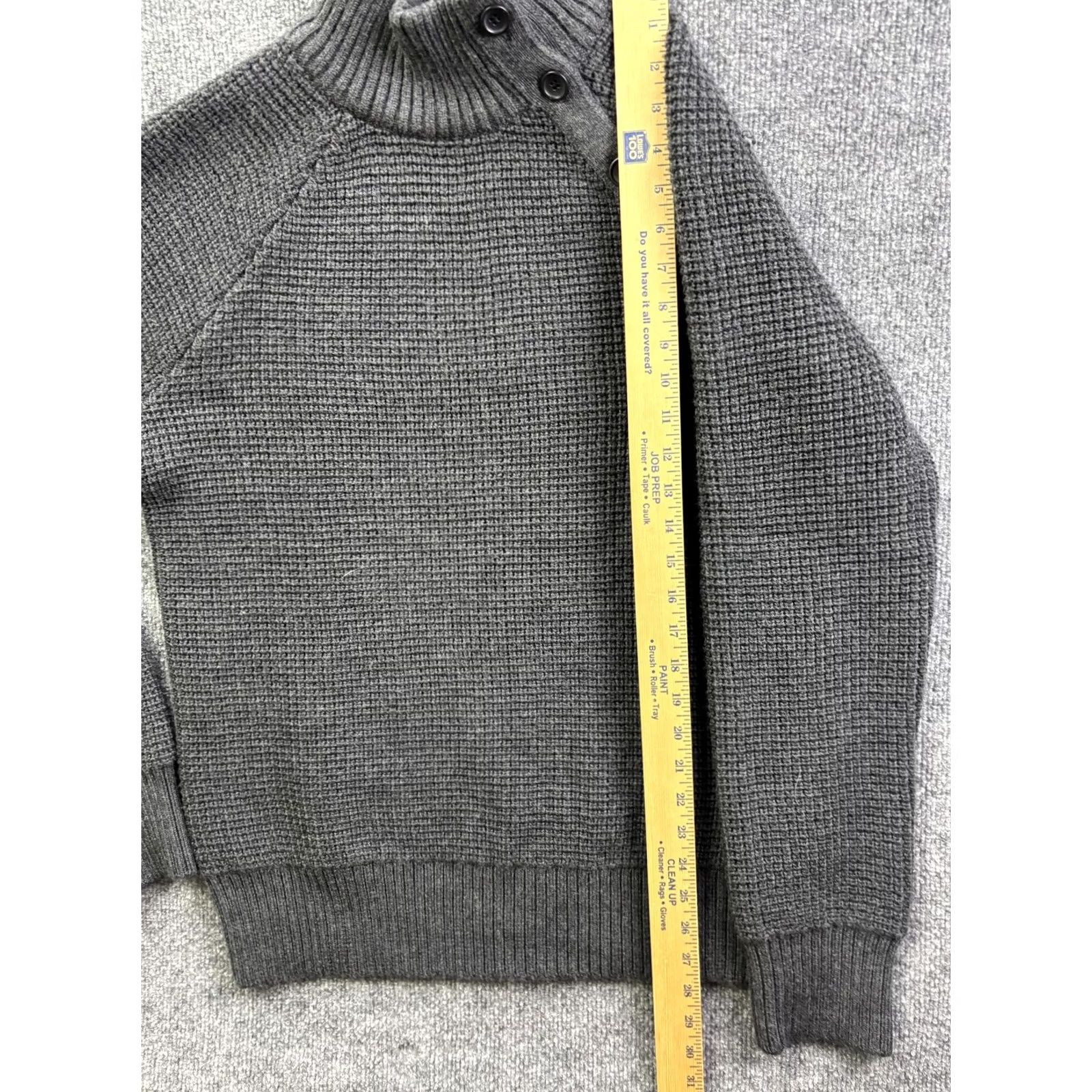 Banana Republic Banana Republic Sweater Mens L Gray Merino Wool Mock Neck Pullover Button Knit Thermal Size US L / EU 52-54 / 3 - 4 Thumbnail