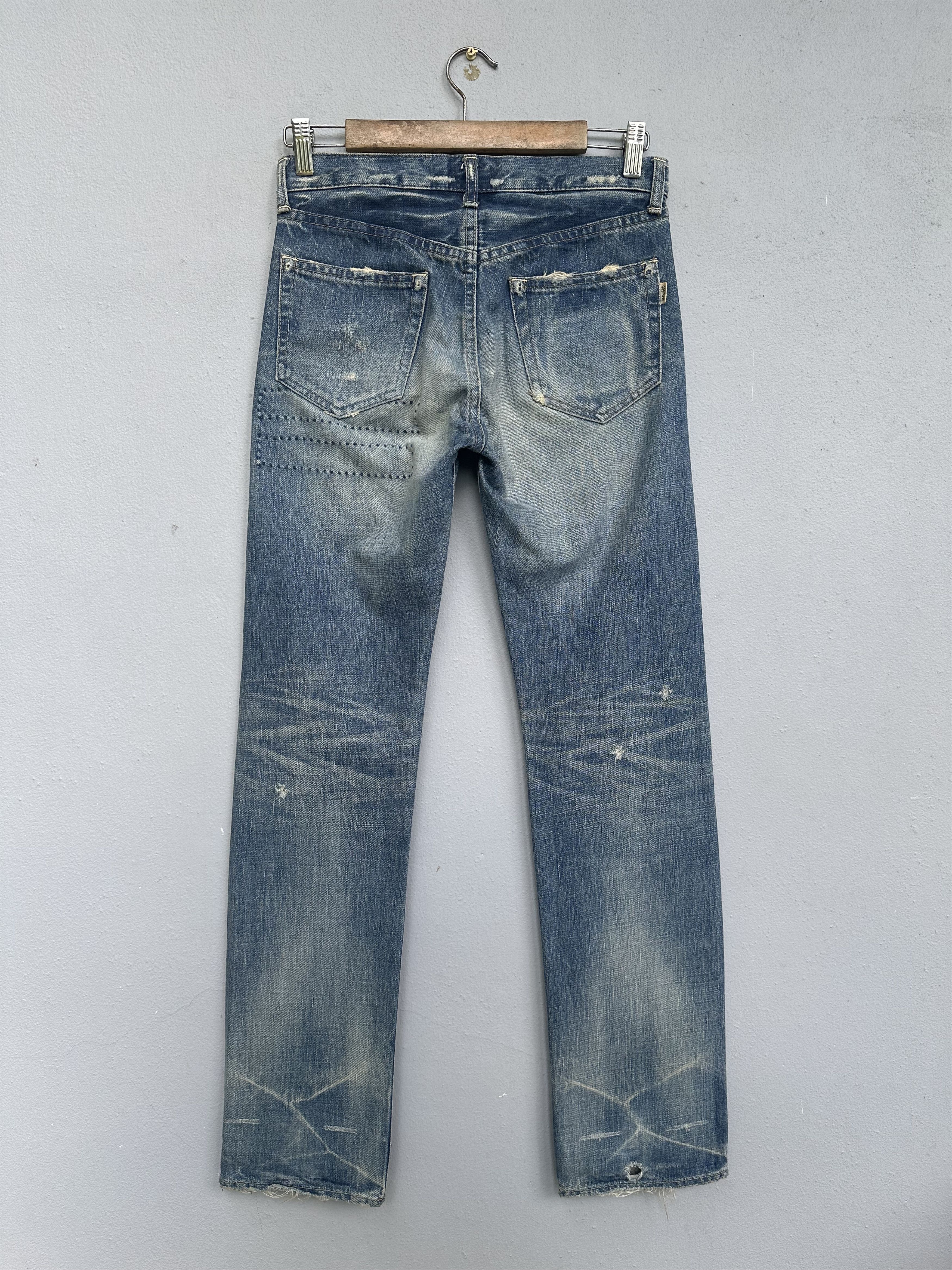 OMNIGOD Vtg Distressed Rips Boro Patchwork Omnigod Flare Denim Jeans Size US 29 - 15 Thumbnail