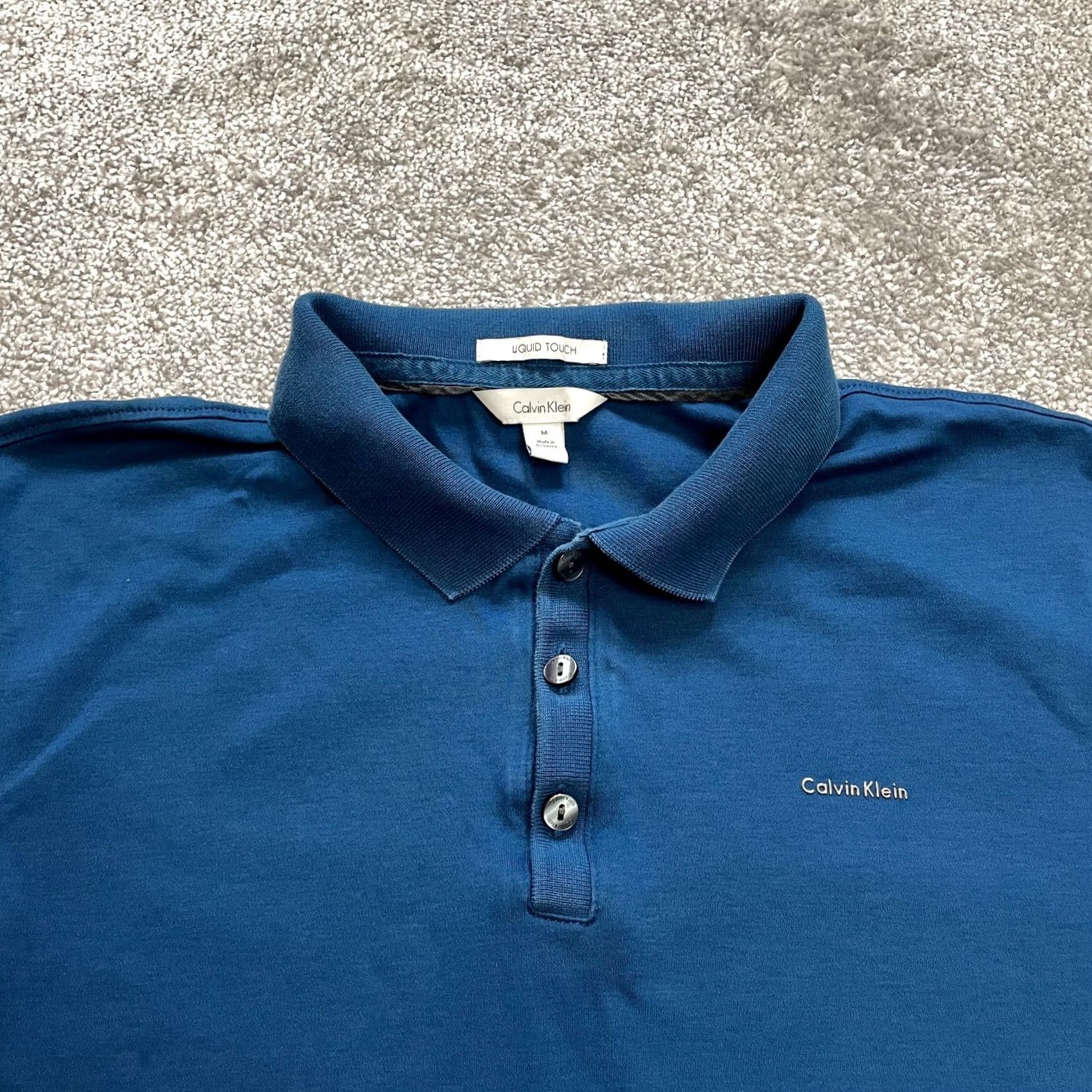 Calvin Klein Calvin Klein Polo Shirt Mens Medium Blue Logo Liquid Touch Golf Collared Rugby Shirt Size US M / EU 48-50 / 2 - 3 Thumbnail