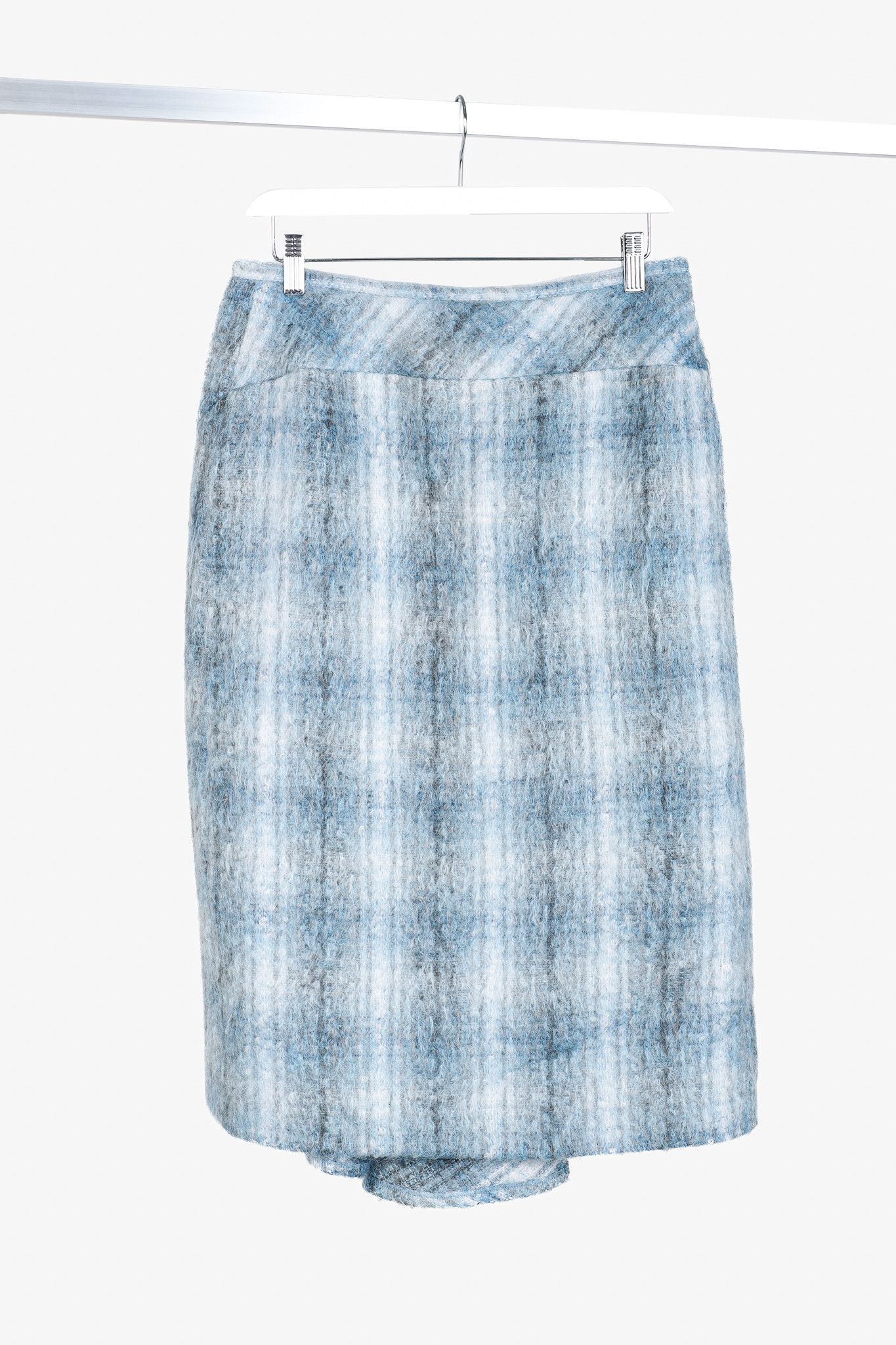 Lafayette 148 Lafayette 148 Blue Mohair Blurred Tartan Trumpet Skirt Size 32" / US 10 / IT 46 - 1 Thumbnail