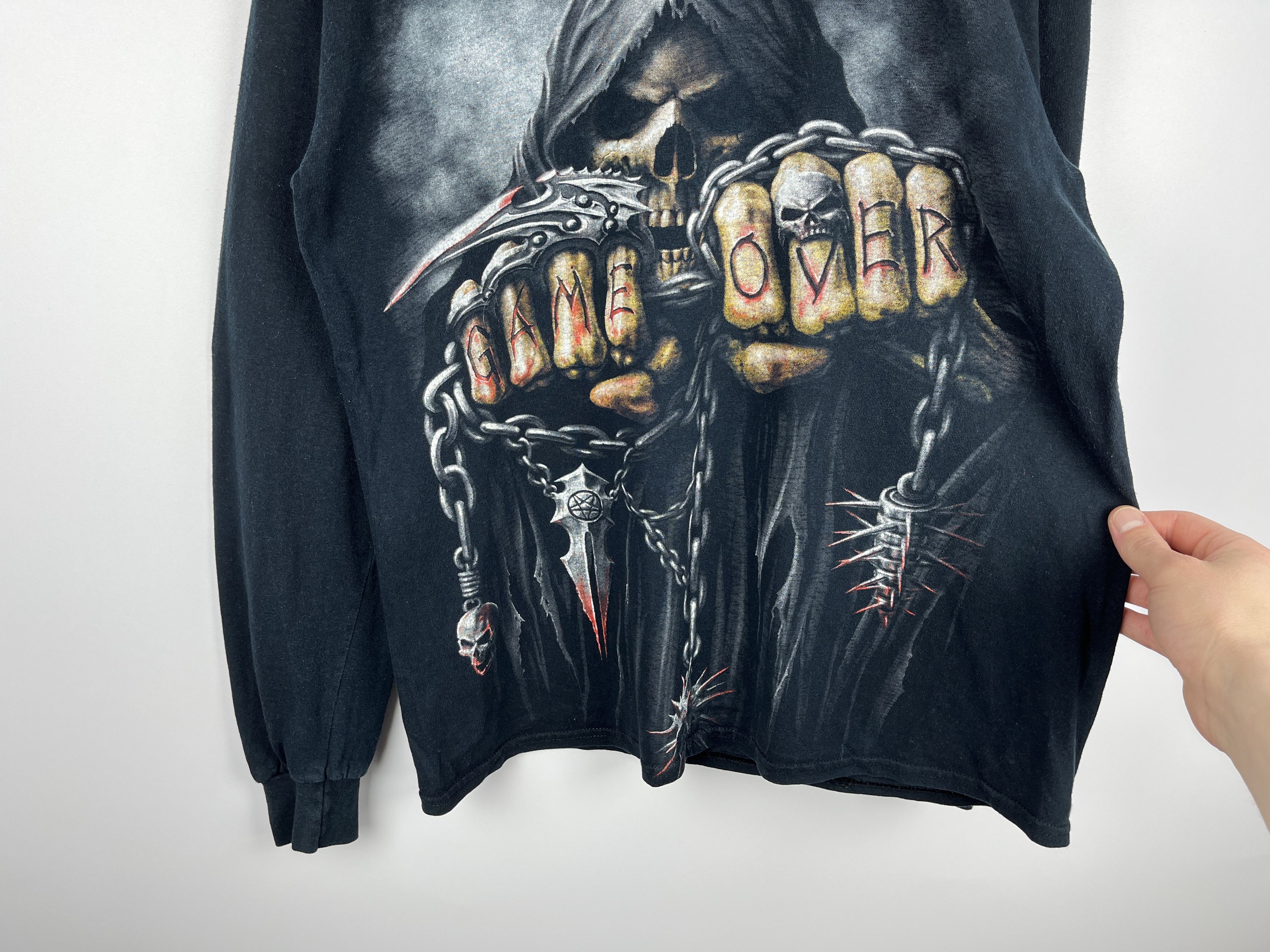 Gildan Grim Reaper Skull Game Over Gildan Long Sleeve T-shirt Size US M / EU 48-50 / 2 - 5 Thumbnail