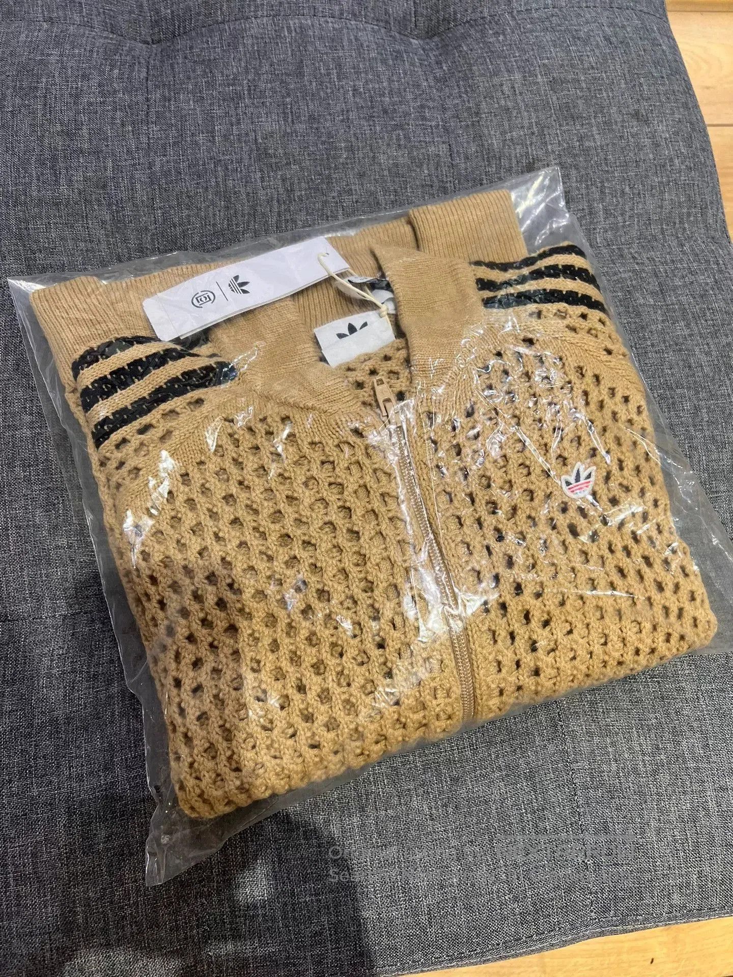 new adidas x clot knitted jacket in brown.
