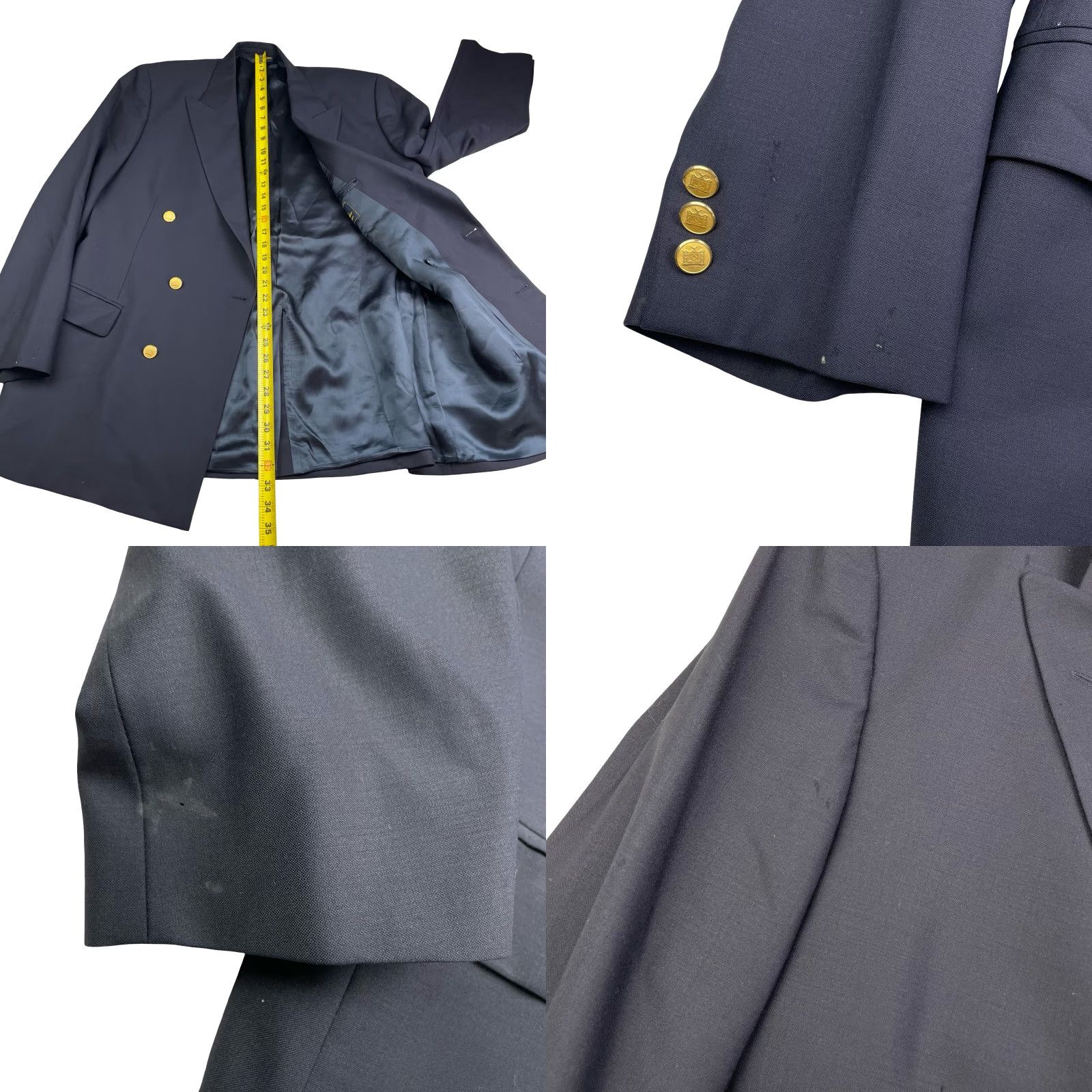 Brooks Brothers Brooks Brothers Blazer Navy 43L Double-Breasted Wool Gold Buttons Six-Button Front Peak Lapel Regular Mens Jacket Size 46R - 9 Thumbnail