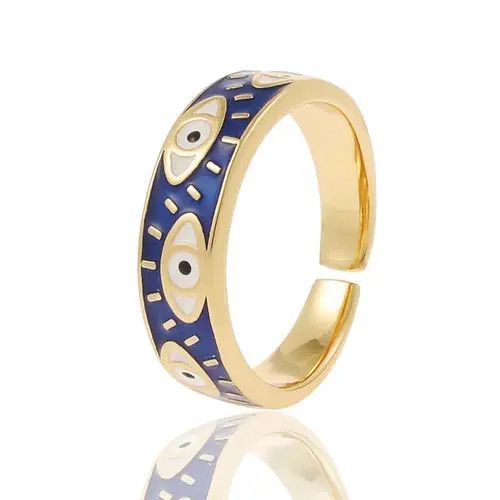 VIBE Creative Handmade Evil Blue Eyes Enamel Ring Size ONE SIZE - 7 Thumbnail