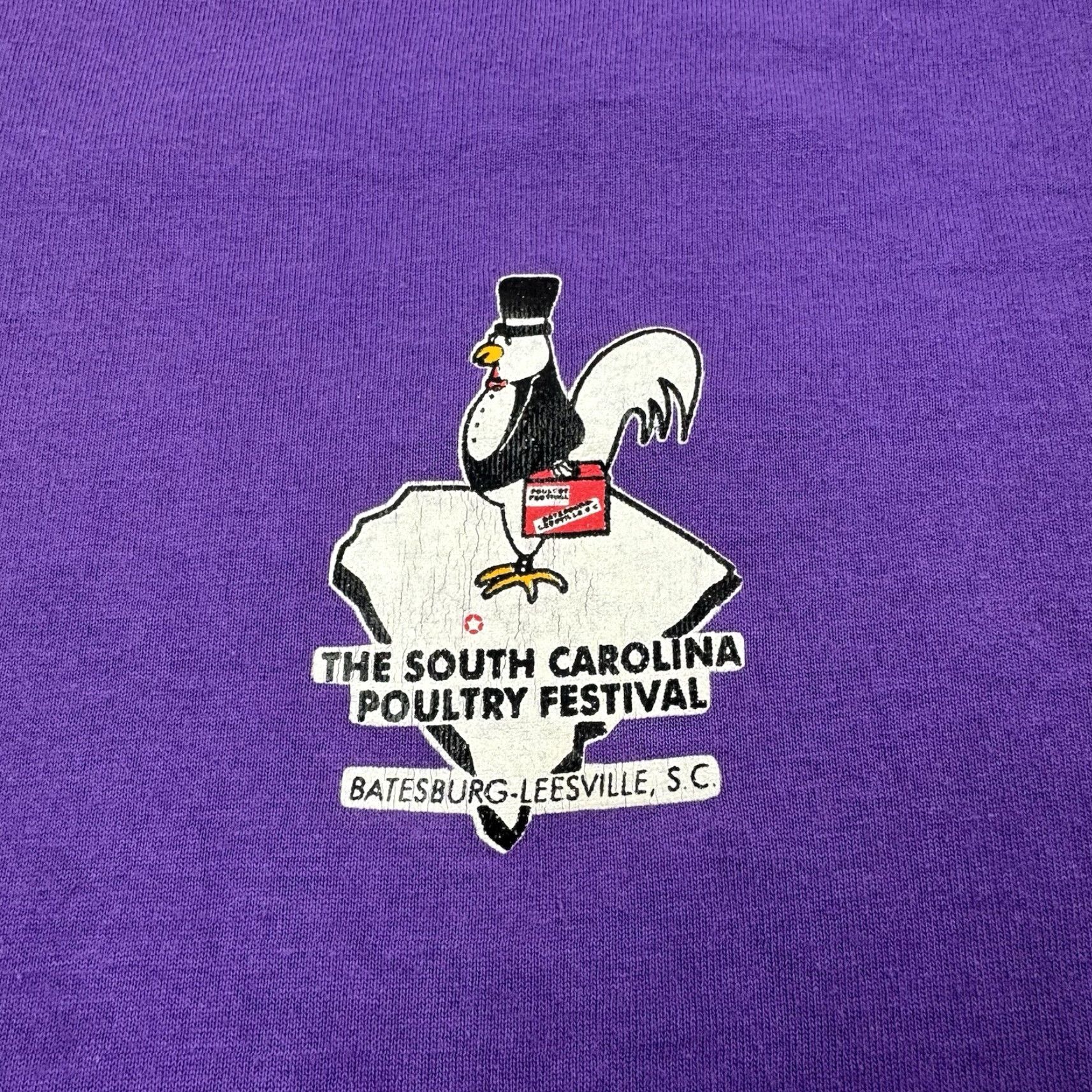 Fruit Of The Loom VINTAGE Poultry Festival T Shirt Adult Large Purple 90s USA Men Short Sleeve Crew Neck 10 Year Anniversary Fruit of the Loom T-Shirt Size US L / EU 52-54 / 3 - 7 Thumbnail