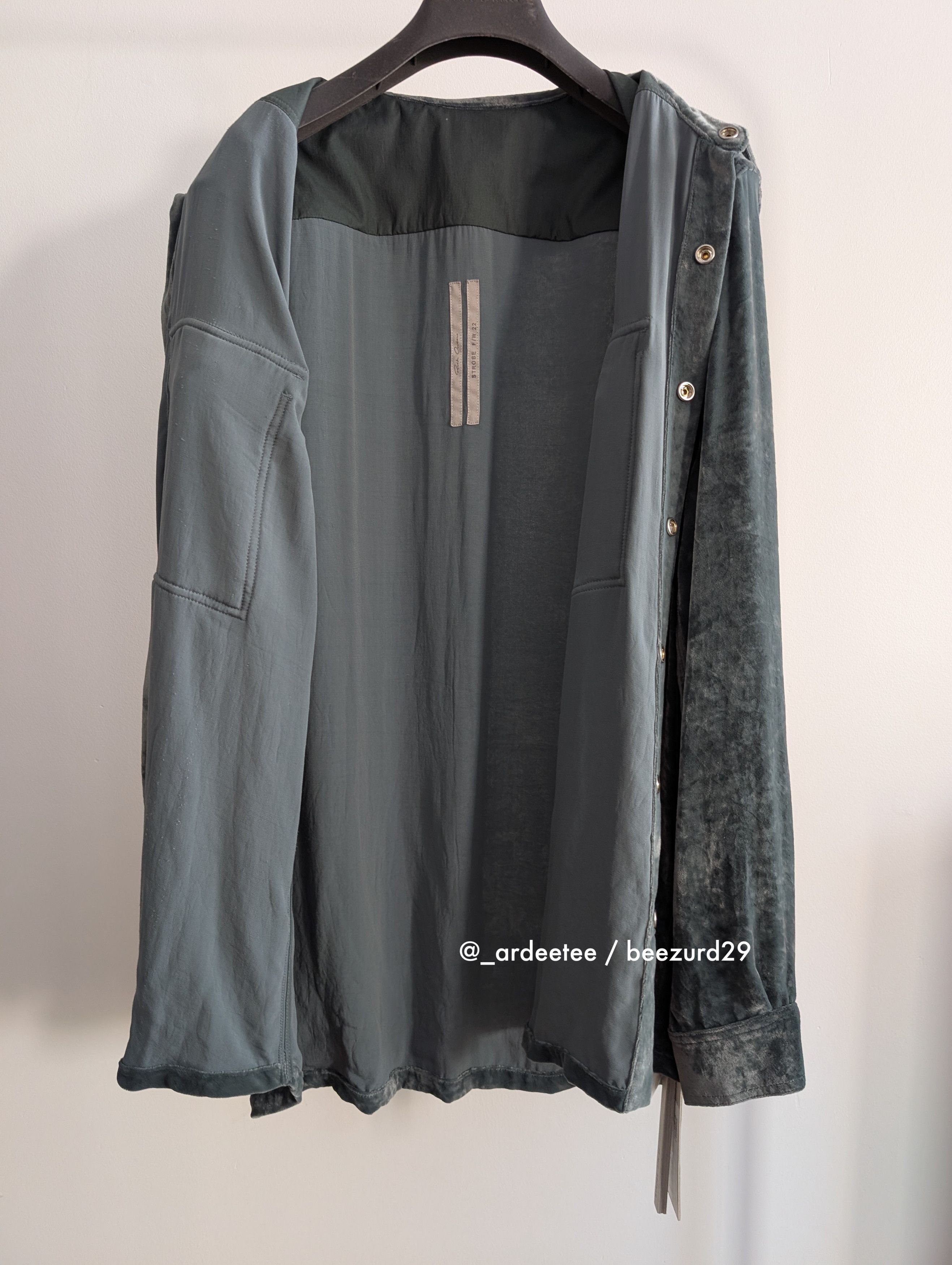 Rick Owens *NEW* VELVET TEAL OUTERSHIRT JACKET FW22 Size US S / EU 44-46 / 1 - 6 Thumbnail