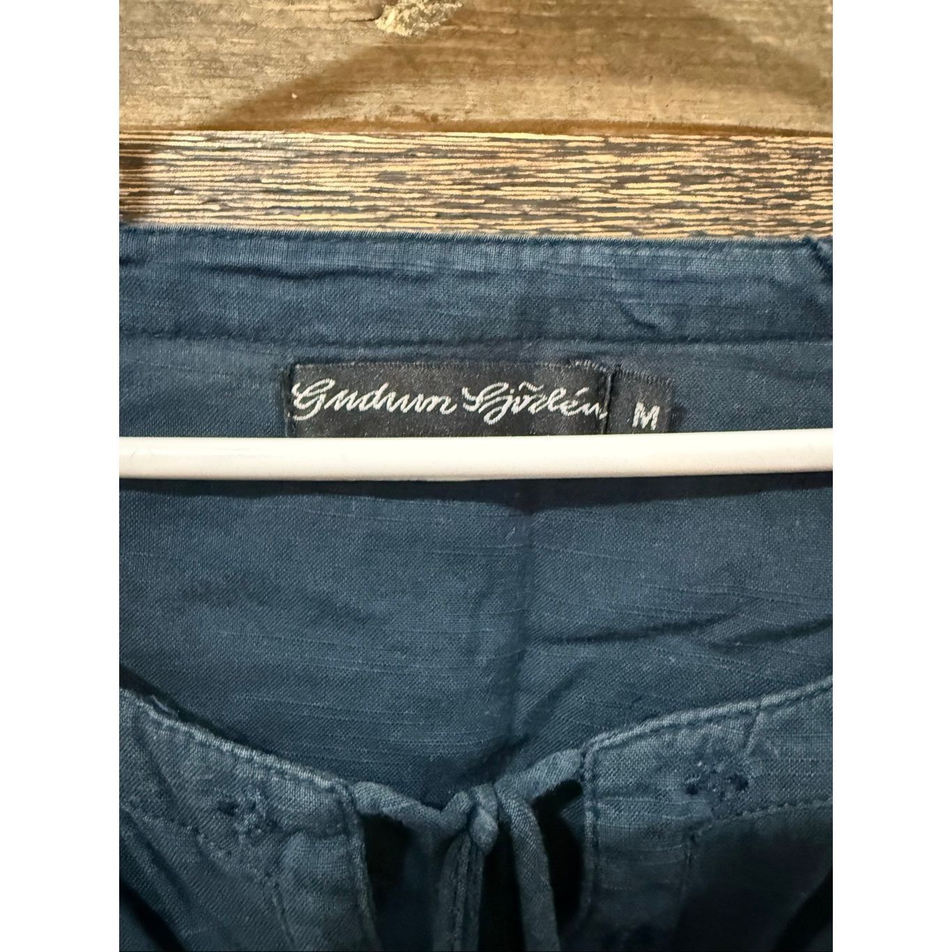 Guru Gudrun Sjödén women's blue embroidered blouse top boho lagen Size M / US 6-8 / IT 42-44 - 2 Thumbnail