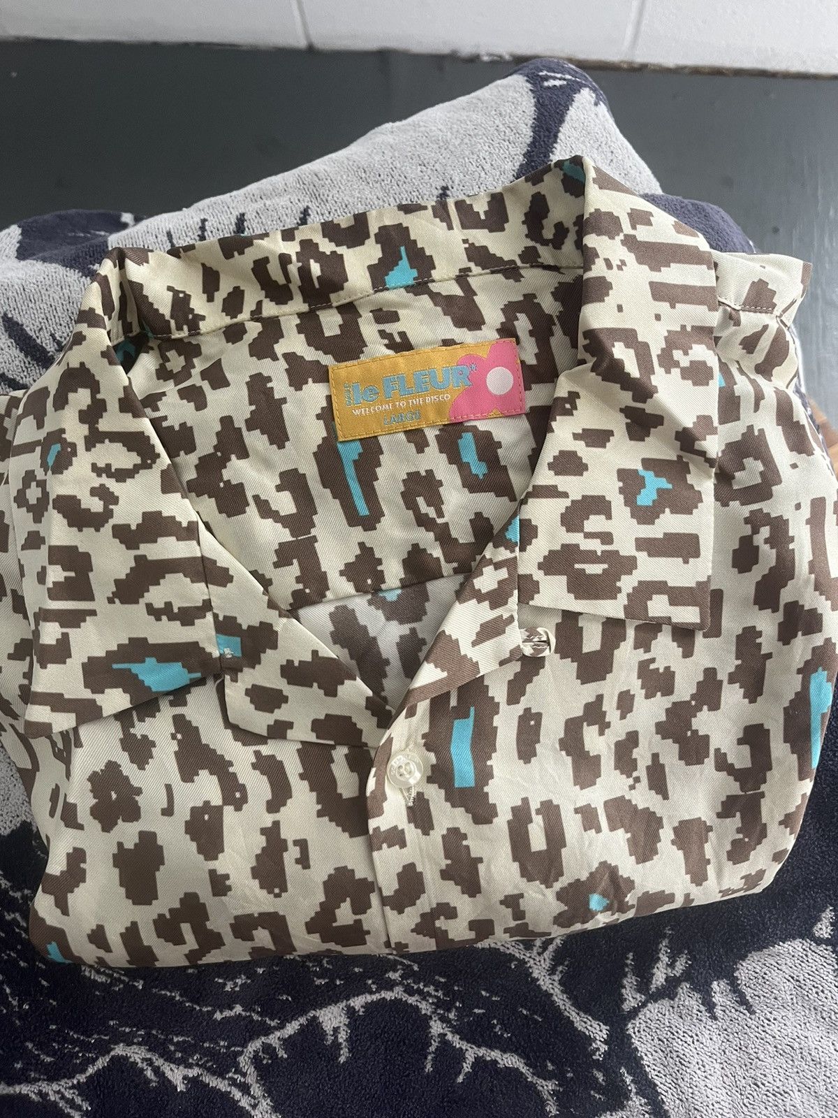 image of Golf Le Fleur x Golf Wang Camo Cheetah Silk Button Up, Men's (Size Large)