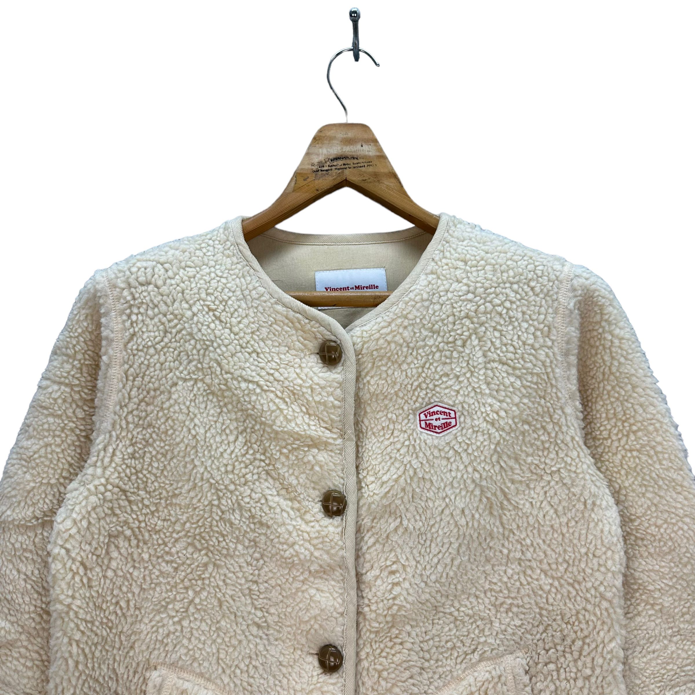 Japanese Brand VINCENT ET MIREILLE DEEP PILE FLEECE JACKET #8495-011 Size XS / US 0-2 / IT 36-38 - 2 Thumbnail