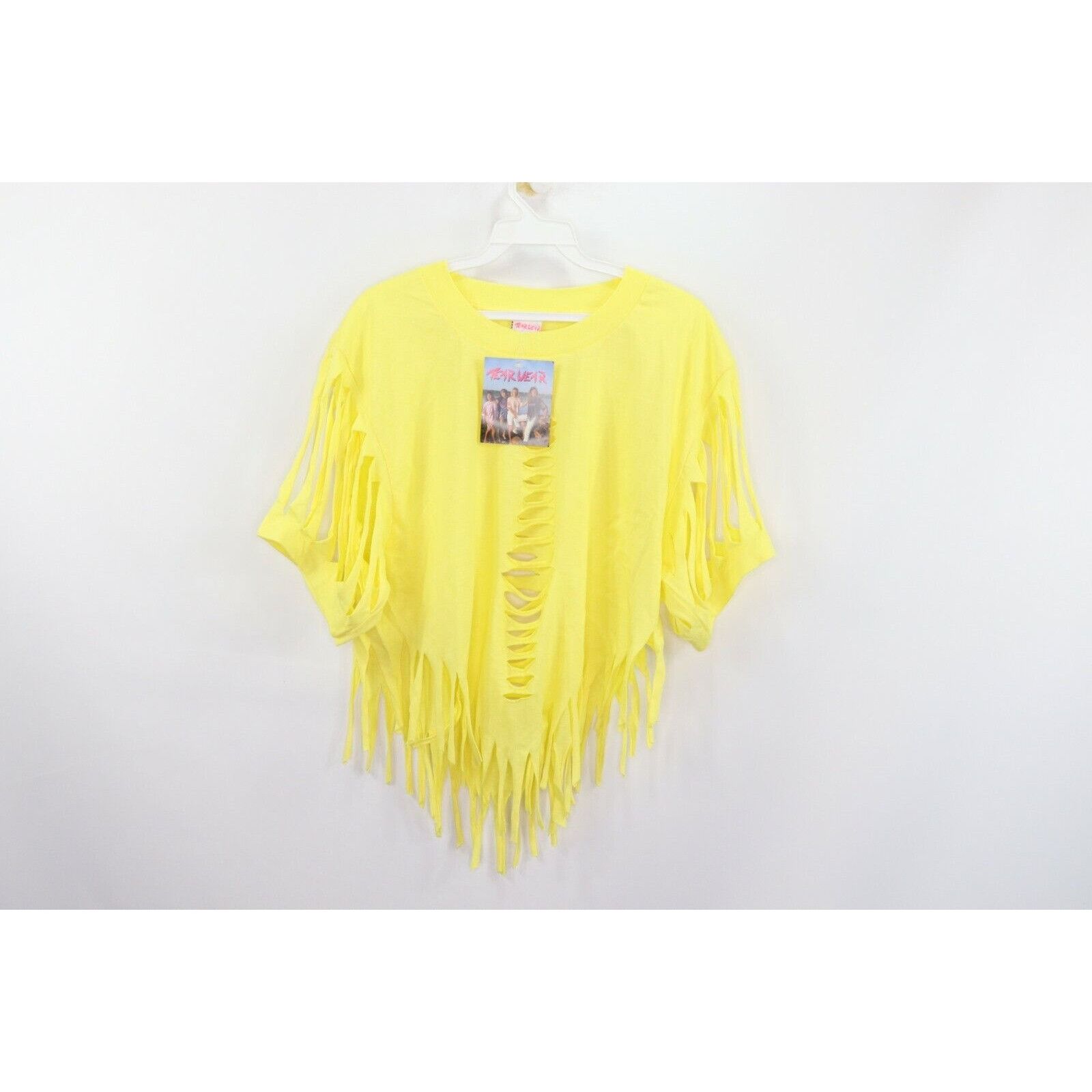 Vintage NOS Vintage 90s Streetwear Cut Fringed Crop Top T-Shirt Size US L / EU 52-54 / 3 - 3 Thumbnail
