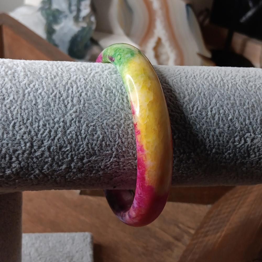 Genuine Peacock Jade Bangle Bracelet