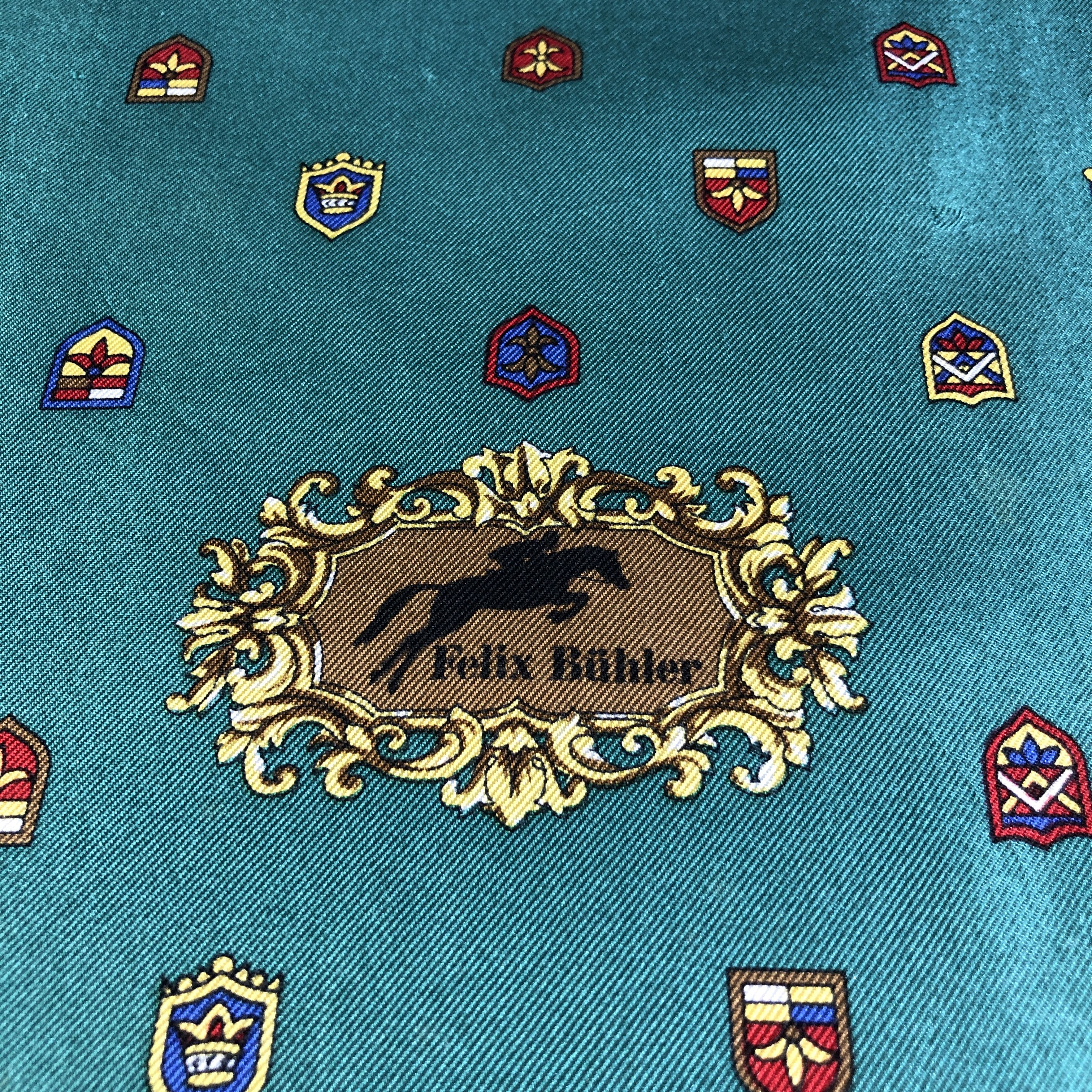Vintage Felix Buhler Coats of Arm Hand Rolled Silk Scarf Stole M1028 Size ONE SIZE - 4 Thumbnail
