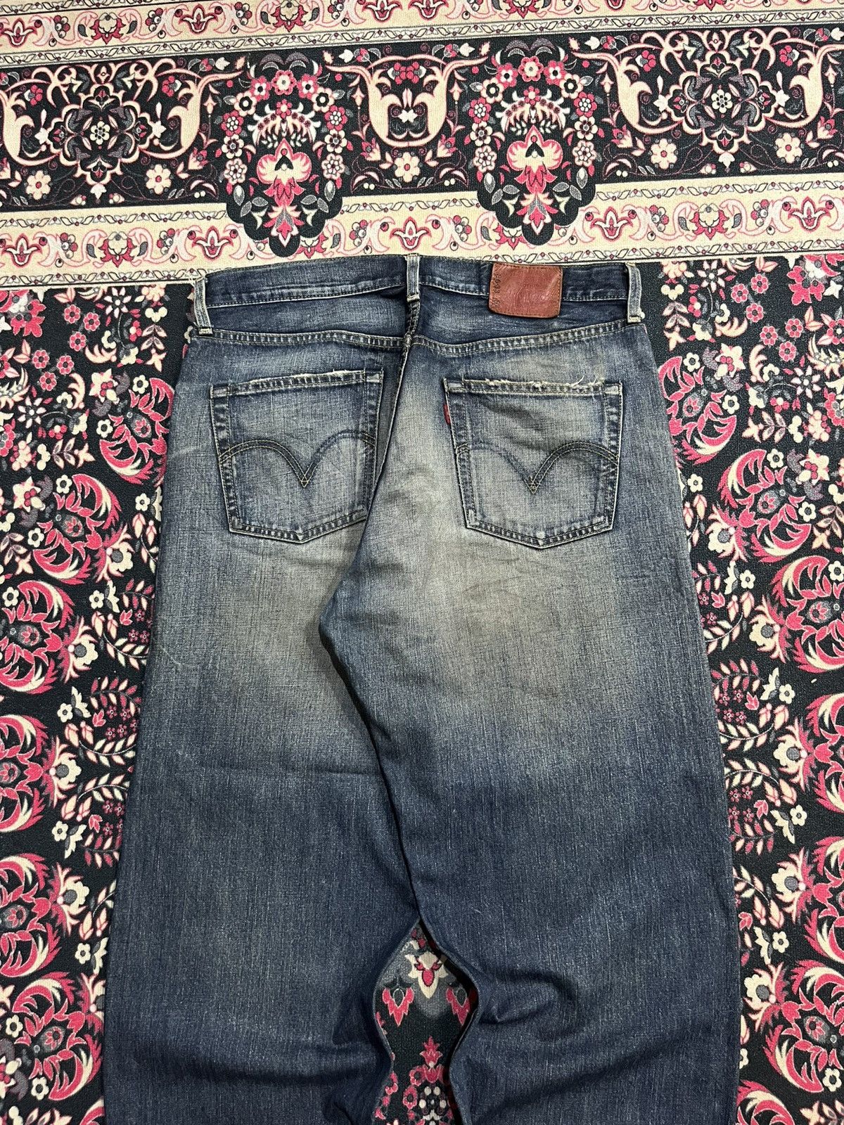 Levi's Y2K Levi’s 504 Dark Blue Faded Washed Distressed Baggy Jeans Size US 36 / EU 52 - 6 Thumbnail