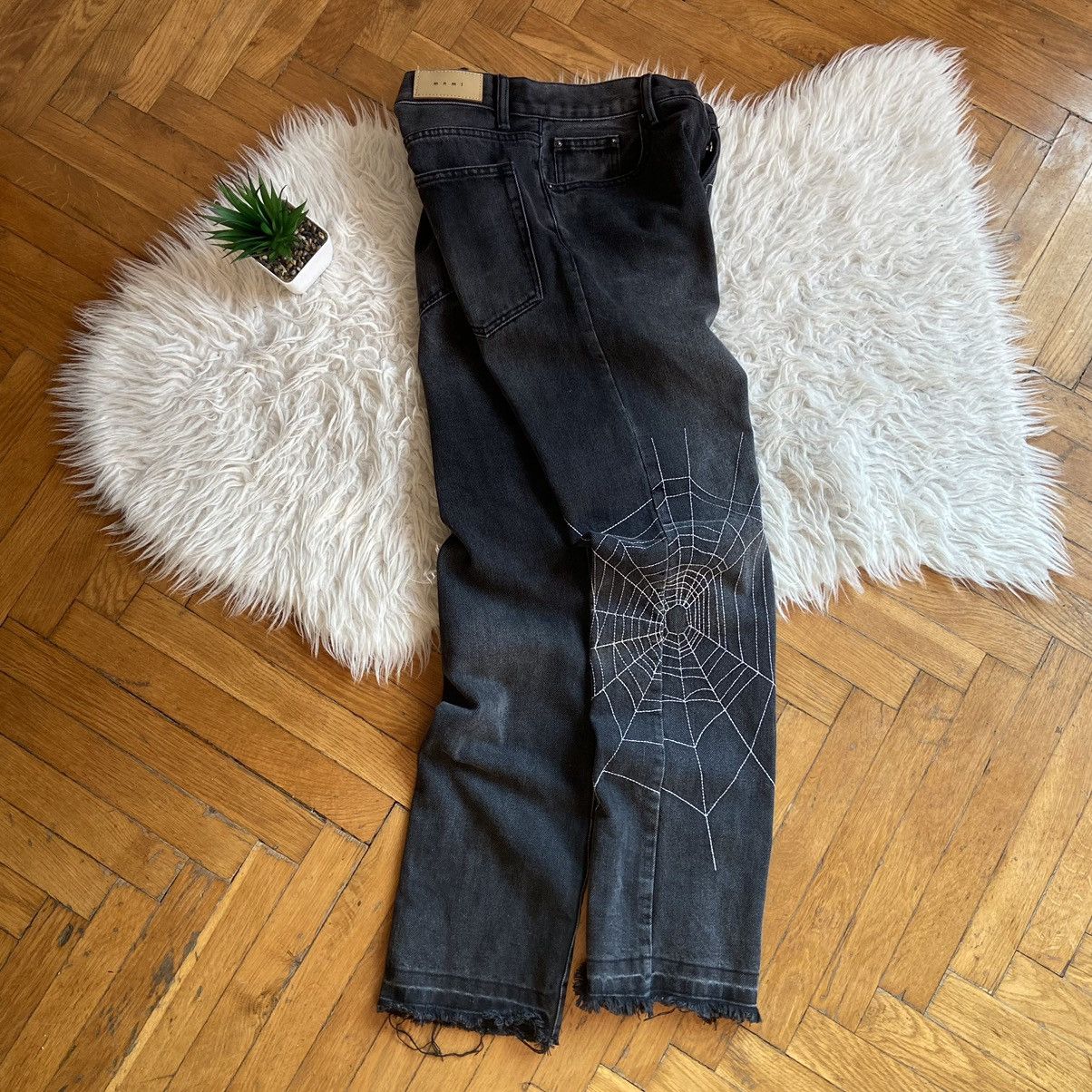MNML 📌 Crazy MNML Spider Web Y2K Denim Jeans Size US 32 / EU 48 - 2 Thumbnail