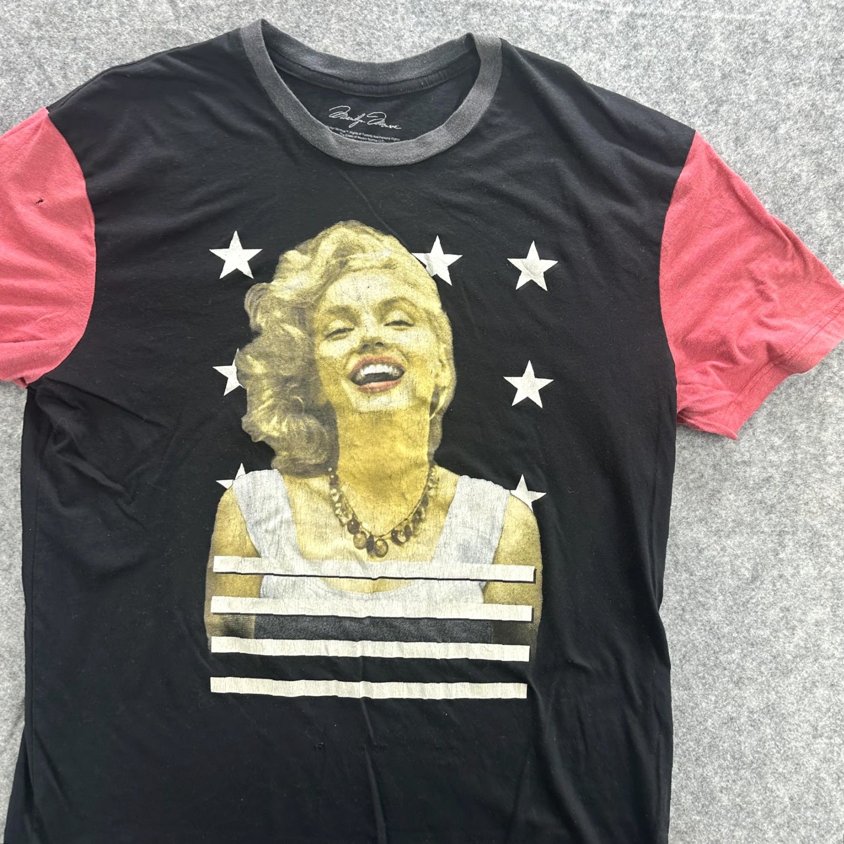 Vintage Marilyn Monroe Shirt Mens XL Black Red Stars Striped Graphic Tee Pop Art Vintage No Size US XL / EU 56 / 4 - 2 Thumbnail