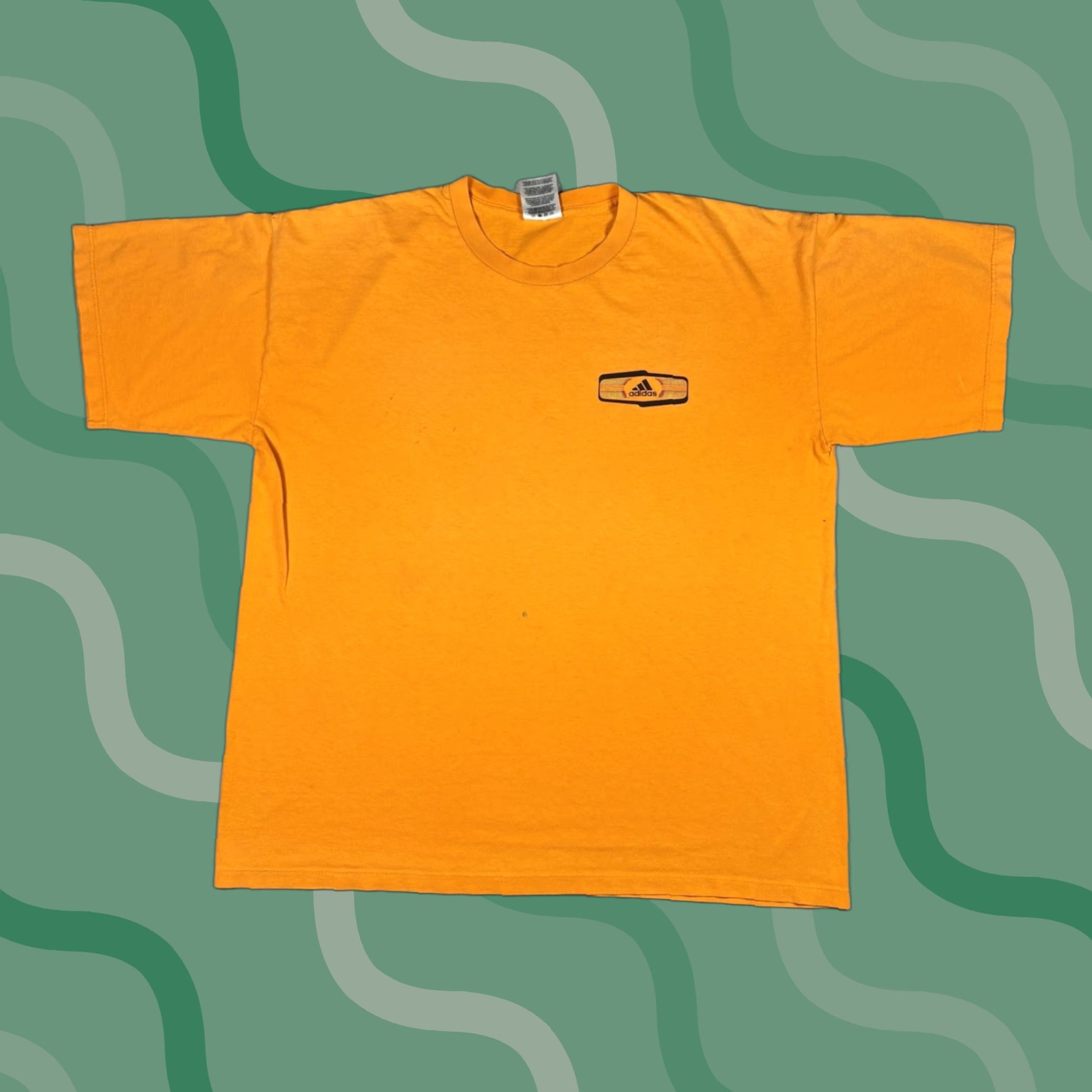 Adidas VINTAGE adidas T Shirt Orange Double Sided Logo Print Adult XL 90s Size US XL / EU 56 / 4 - 1 Thumbnail