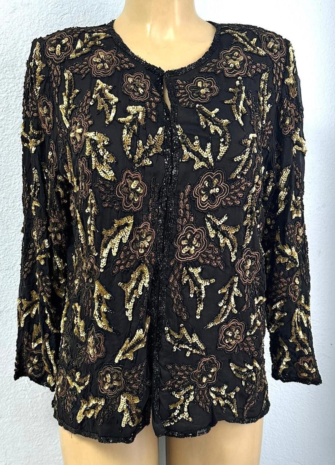 Diesel Black Gold Sequin Coat Jacket Black Gold size S only Size S / US 4 / IT 40 - 1 Thumbnail