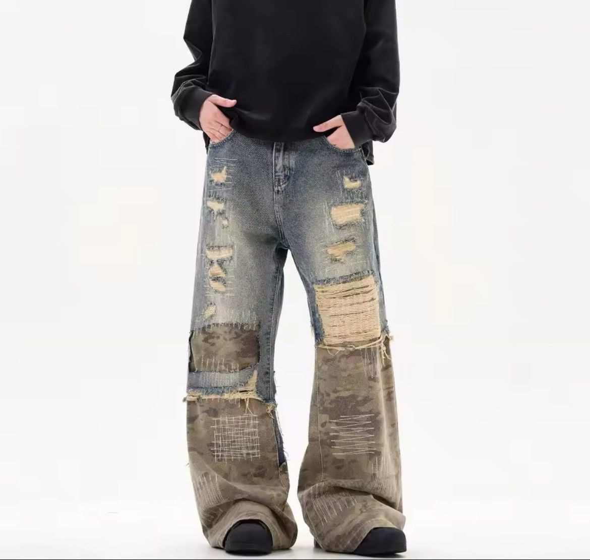 Vintage Camouflage Patchwork Denim