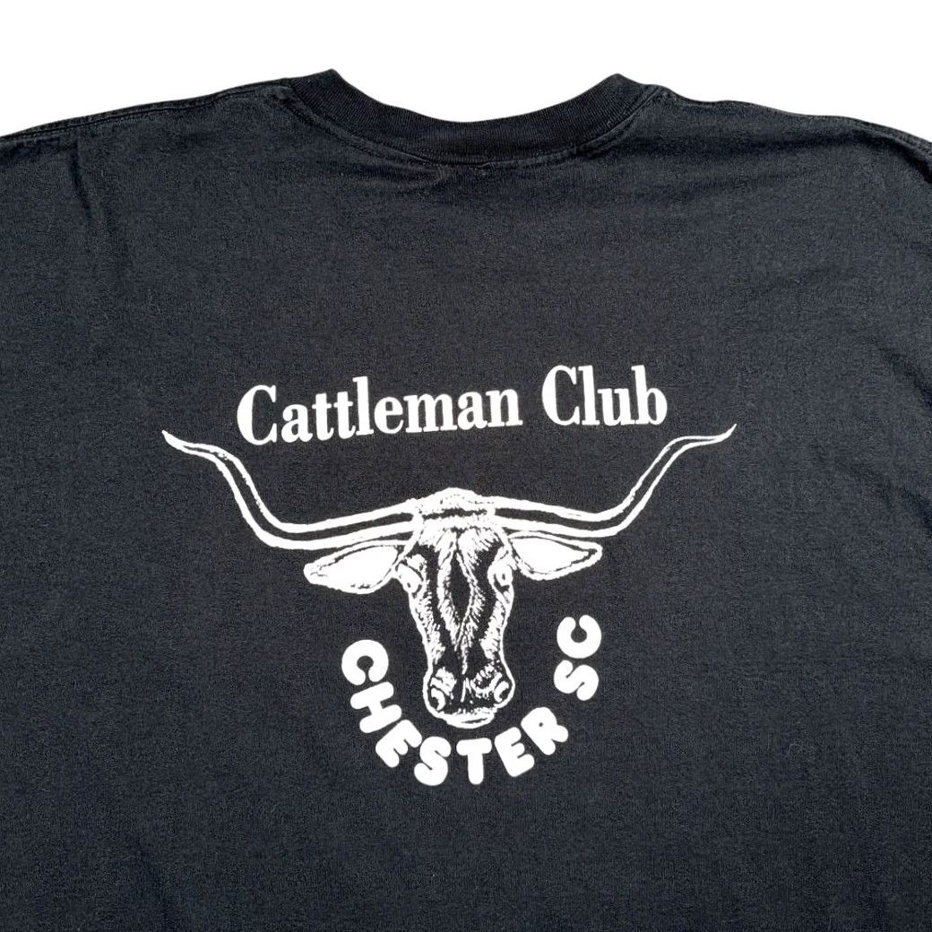 Fruit Of The Loom VINTAGE Cattleman Club Shirt Adult EXTRA LARGE Black Pocket Texas Longhorn 90s Size US XL / EU 56 / 4 - 6 Thumbnail