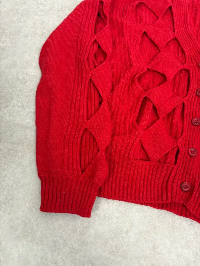 Moschino Moschino Perfored Red Geometrical Cardigan Size S / US 4 / IT 40 - 8 Thumbnail