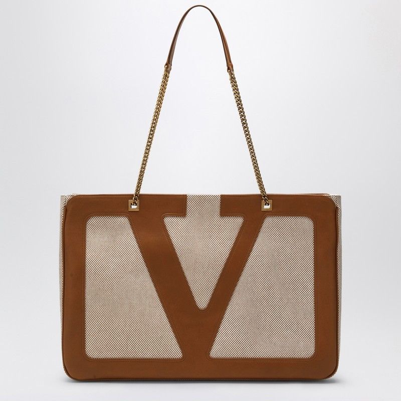 Valentino Valentino Garavani Large Viva Superstar Bag In Natural/Spice Canvas Size ONE SIZE - 1 Thumbnail