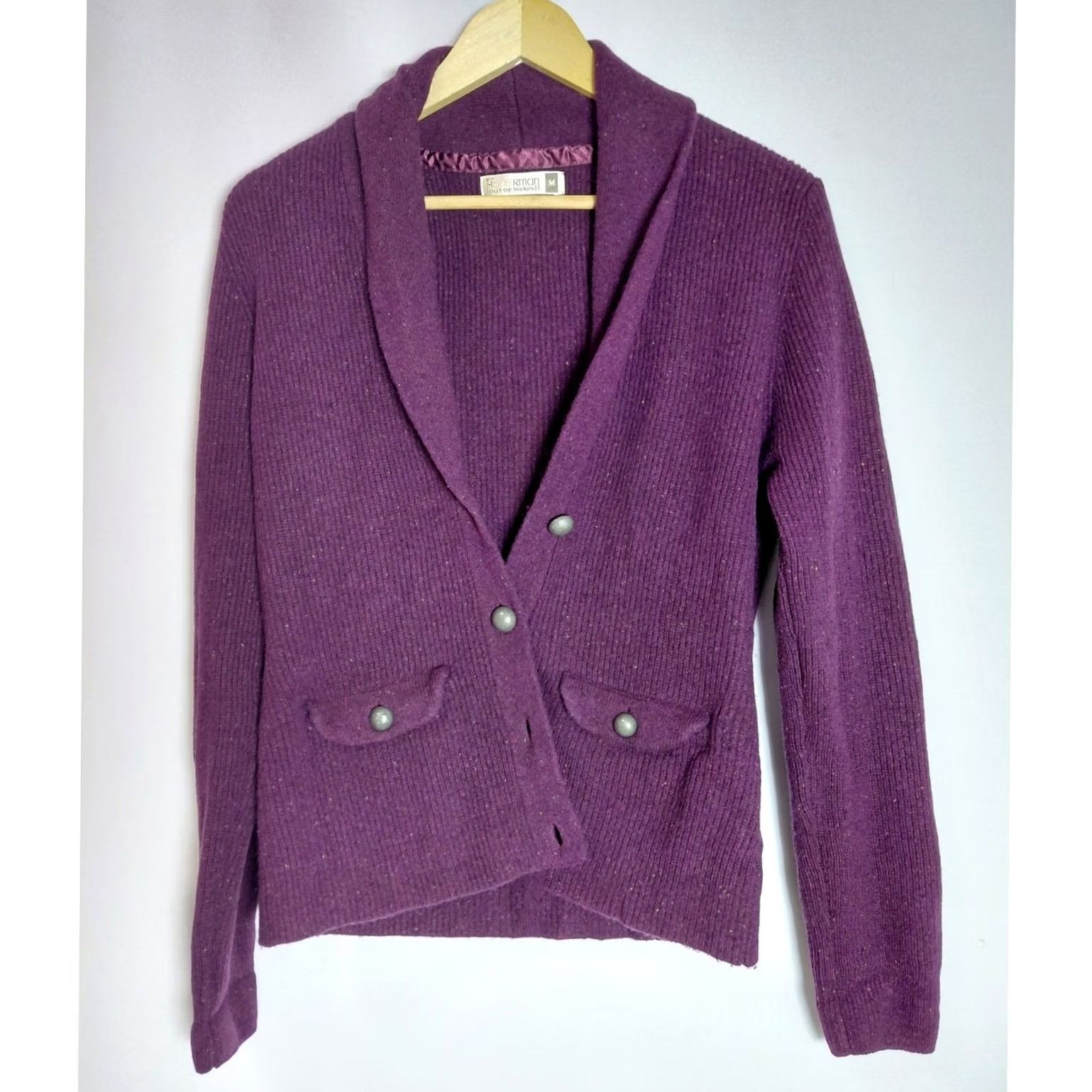 Vintage Fisherman Out Of Ireland Cardigan Purple Solid Knit Women Size M Slim Button Fall Winter Knitwear Blazer Sleeve Long Wool Casual Workwear"} Size M / US 6-8 / IT 42-44 - 2 Thumbnail