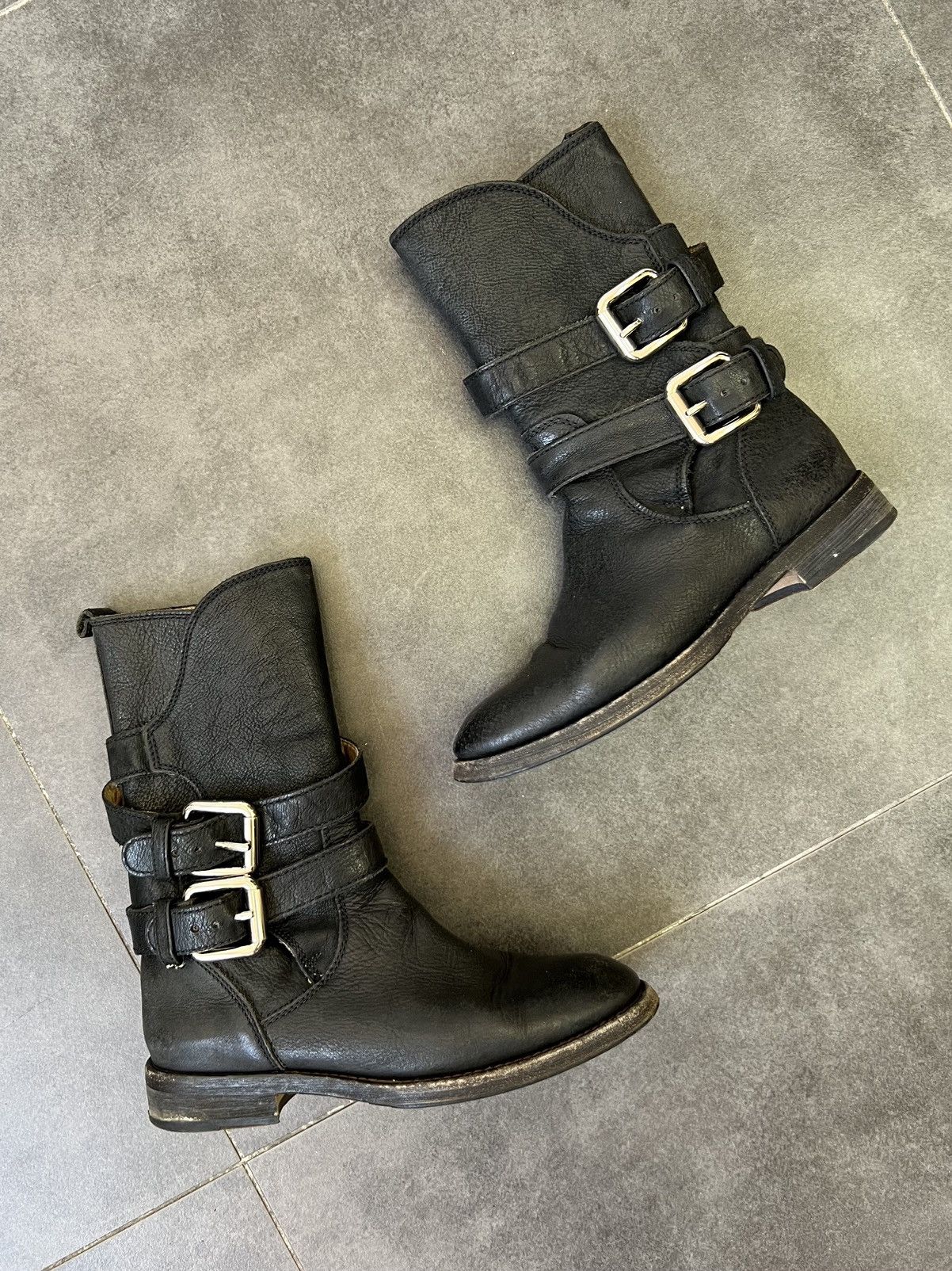 Dolce & Gabbana Archive Dolce Gabbana 2000’s belted leather biker boots Size US 6.5 / IT 36.5 - 3 Thumbnail