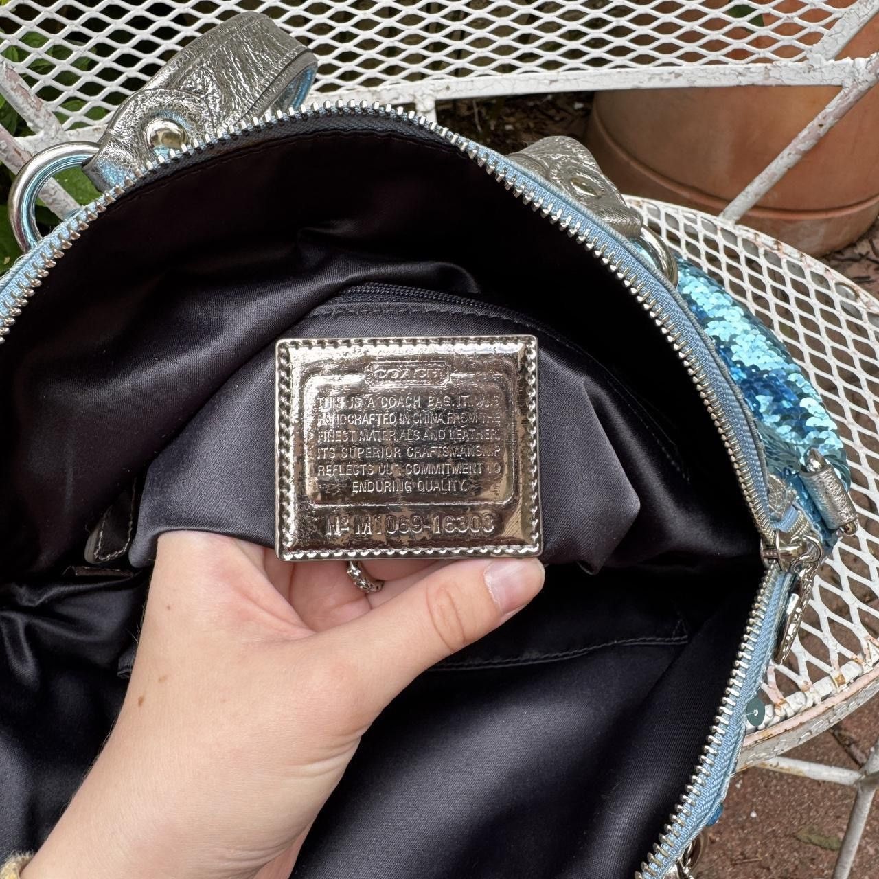 Coach Rare Blue & Silver Coach Poppy Sequin Bag Size ONE SIZE - 7 Thumbnail