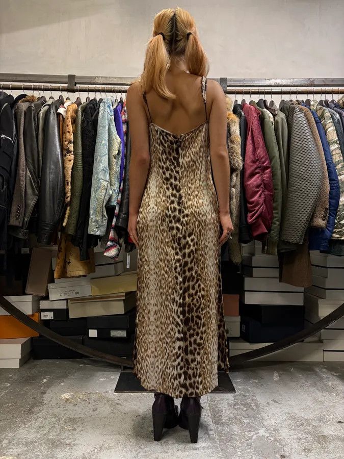 Just Cavalli 2000s Cavalli White Leopard Print Long Silk Dress Size M / US 6-8 / IT 42-44 - 3 Thumbnail