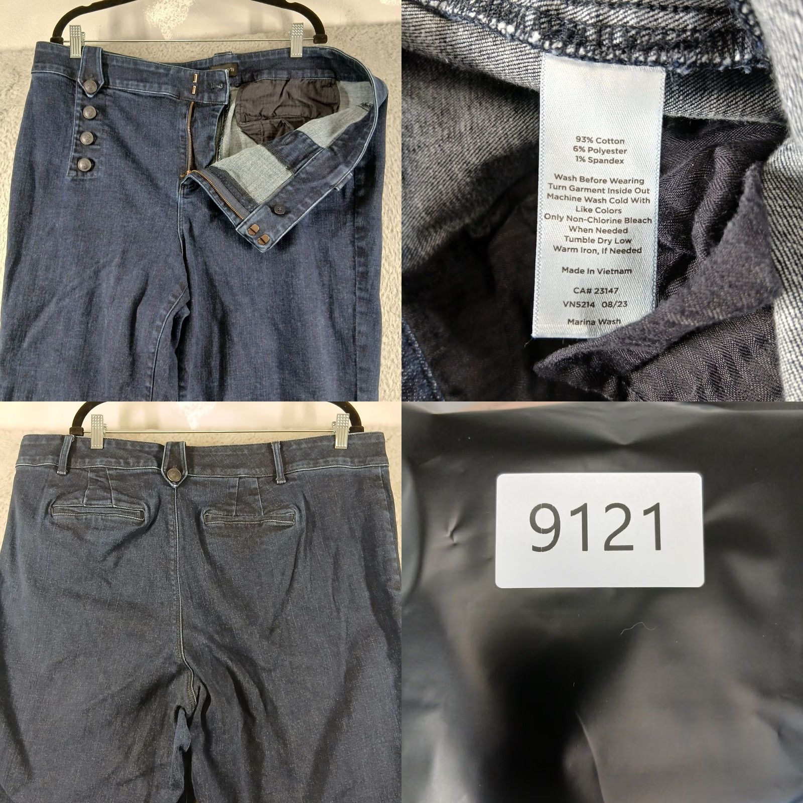 Talbots VINTAGE? No. Talbots Sailor Jeans Womens 20W Dark Wash Cropped Button Front Trousers Size 42" / US 20 - 8 Thumbnail