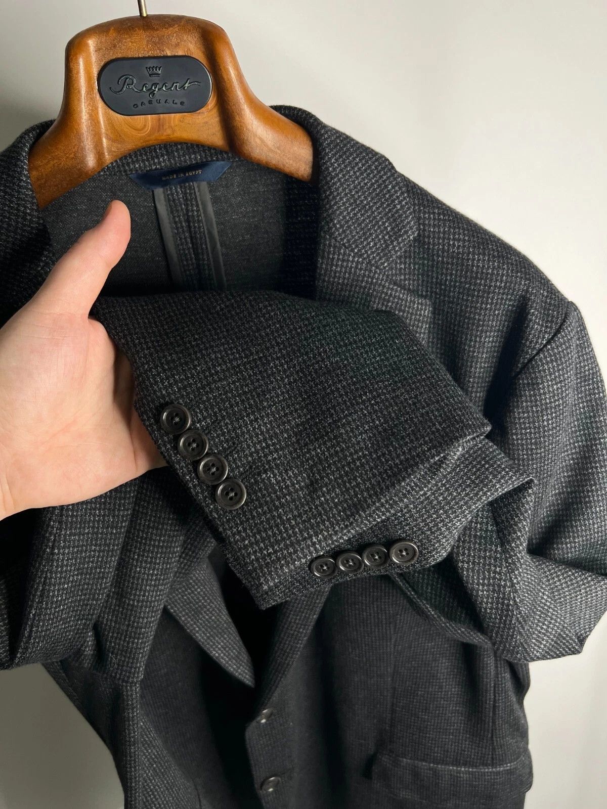 Brooks Brothers Brooks Brothers Regent Fit Houndstooth Dark Grey Blazer Size 48R - 8 Thumbnail