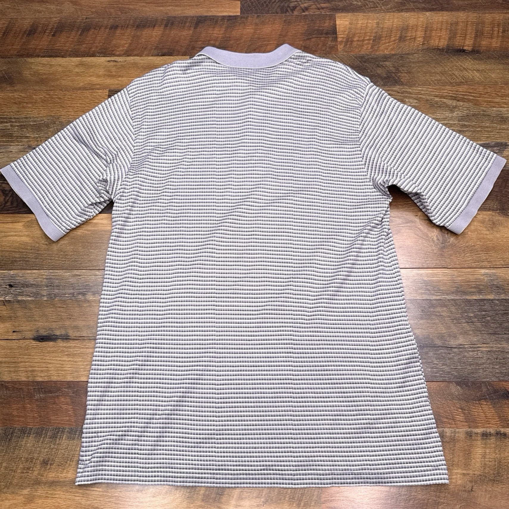 Vintage VINTAGE Bobby Jones Polo Shirt Mens L Gray Striped Italy 90s Golf Button Collar Short Sleeve knit 100% Cotton Classic Size US L / EU 52-54 / 3 - 3 Thumbnail