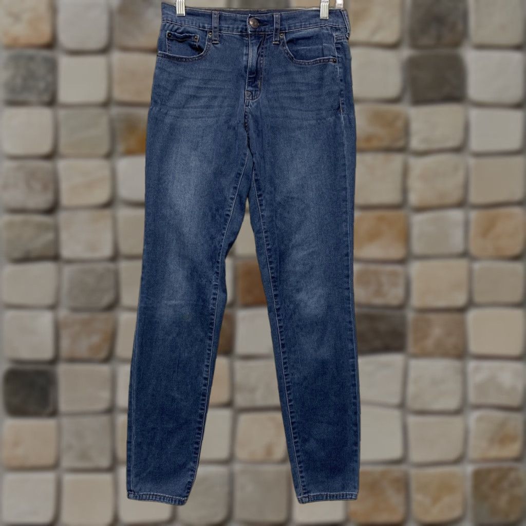 Vintage Aéropostale Women's Size 4 Long Blue High Rise Dark Wash Skinny Stretch Jegging Shirt Size 27" / US 4 / IT 40 - 1 Thumbnail