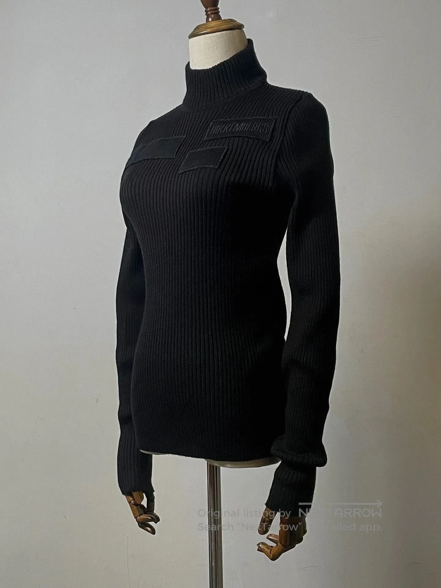 Dirk Bikkembergs Black Ribbed Turtleneck Sweater with Patch Details. Size US M / EU 48-50 / 2 - 1 Thumbnail