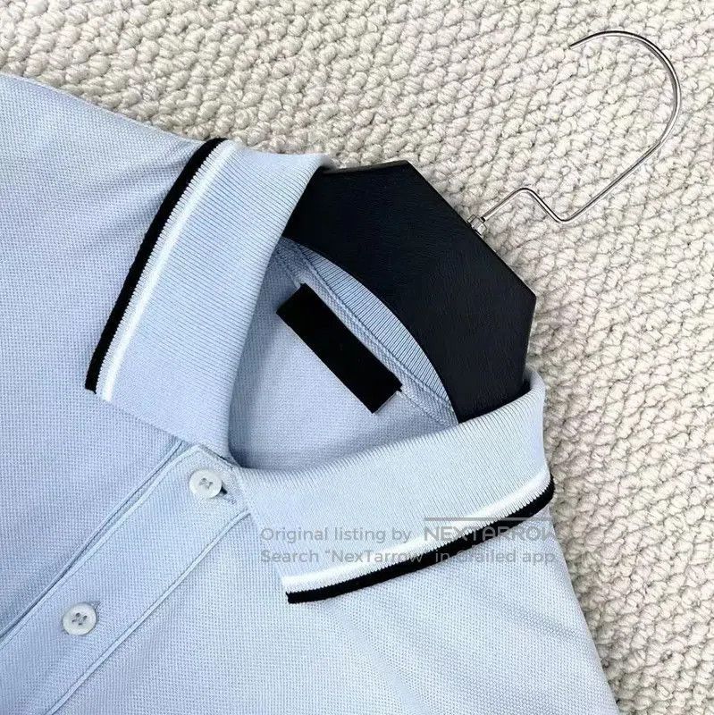 Prada Prada Light Blue Striped Logo Polo Shirt. Size US M / EU 48-50 / 2 - 3 Thumbnail