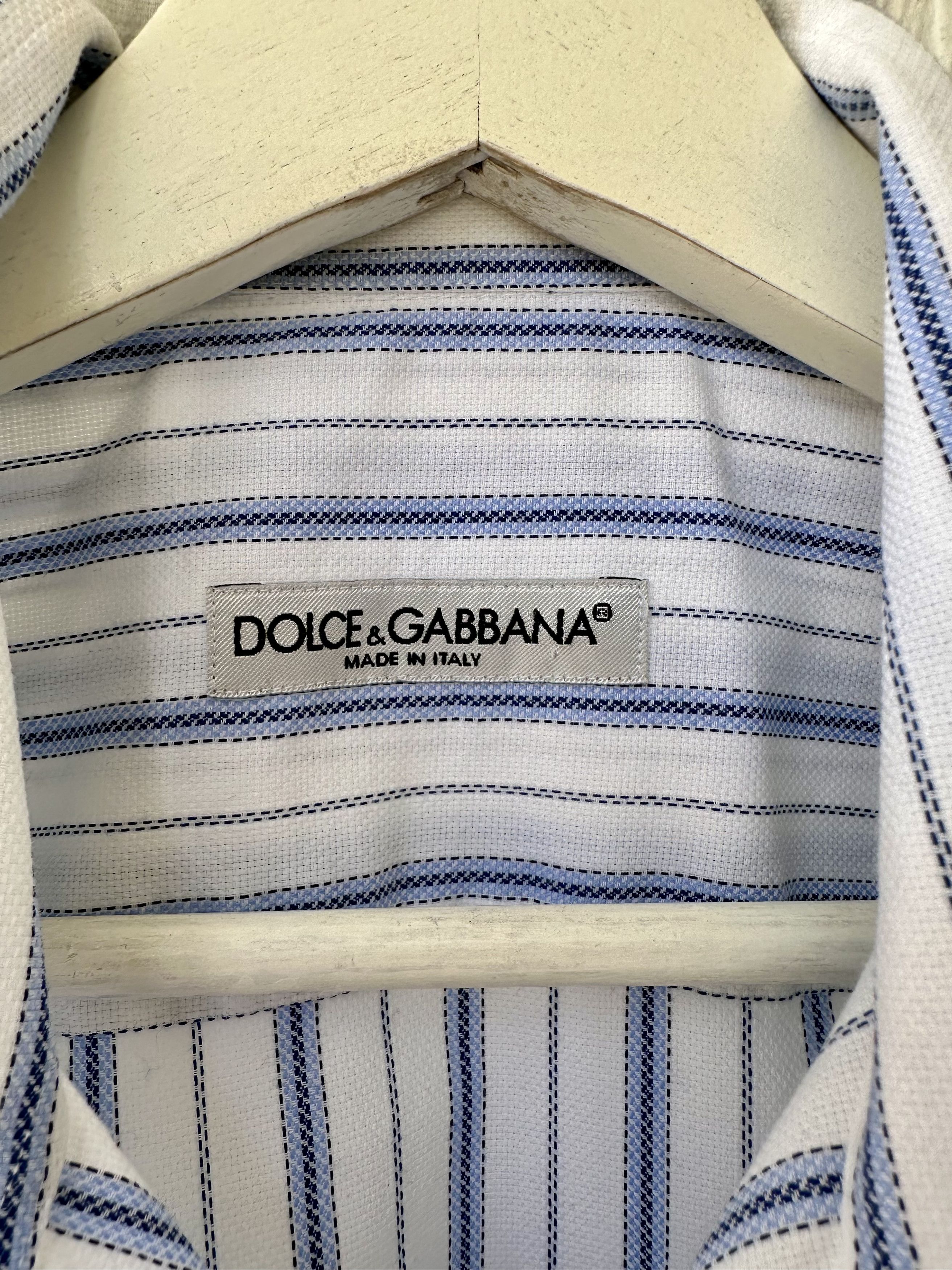 Dolce & Gabbana white and blue striped shirt Size US L / EU 52-54 / 3 - 3 Thumbnail