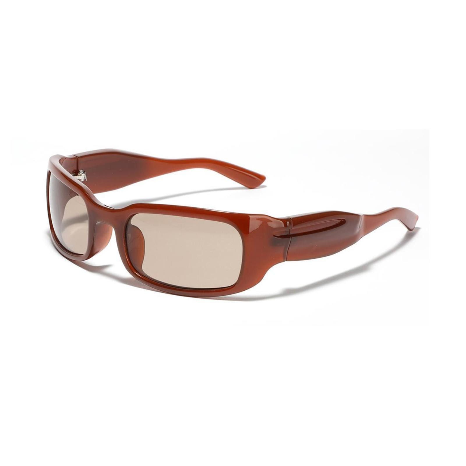 Japanese Brand Vtg Y2k Avant Garde Futuristic Caramel Rectangle Sunglasses Size ONE SIZE - 2 Thumbnail