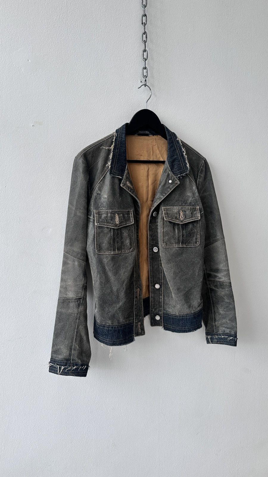 Baldinini Baldinini Italy Distressed Leather Denim Jacket 44 Archive Size M / US 6-8 / IT 42-44 - 4 Thumbnail