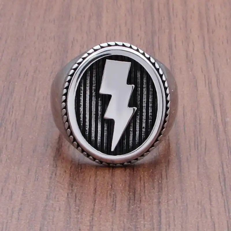 Vintage Lightning Bolt Ring Silver Grunge Punk Y2K Electric Jewelry Size ONE SIZE - 3 Thumbnail