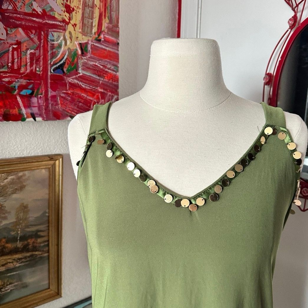 Other cozy s&s casual green and gold sequin tank top lace Size L / US 10 / IT 46 - 2 Thumbnail