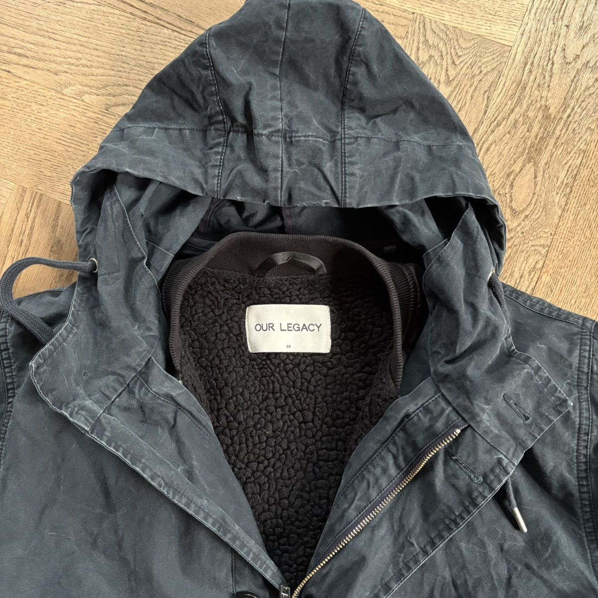 Our Legacy AW15 Navy Canvas Parka Jacket with interior Fleece Lining Size US M / EU 48-50 / 2 - 3 Thumbnail