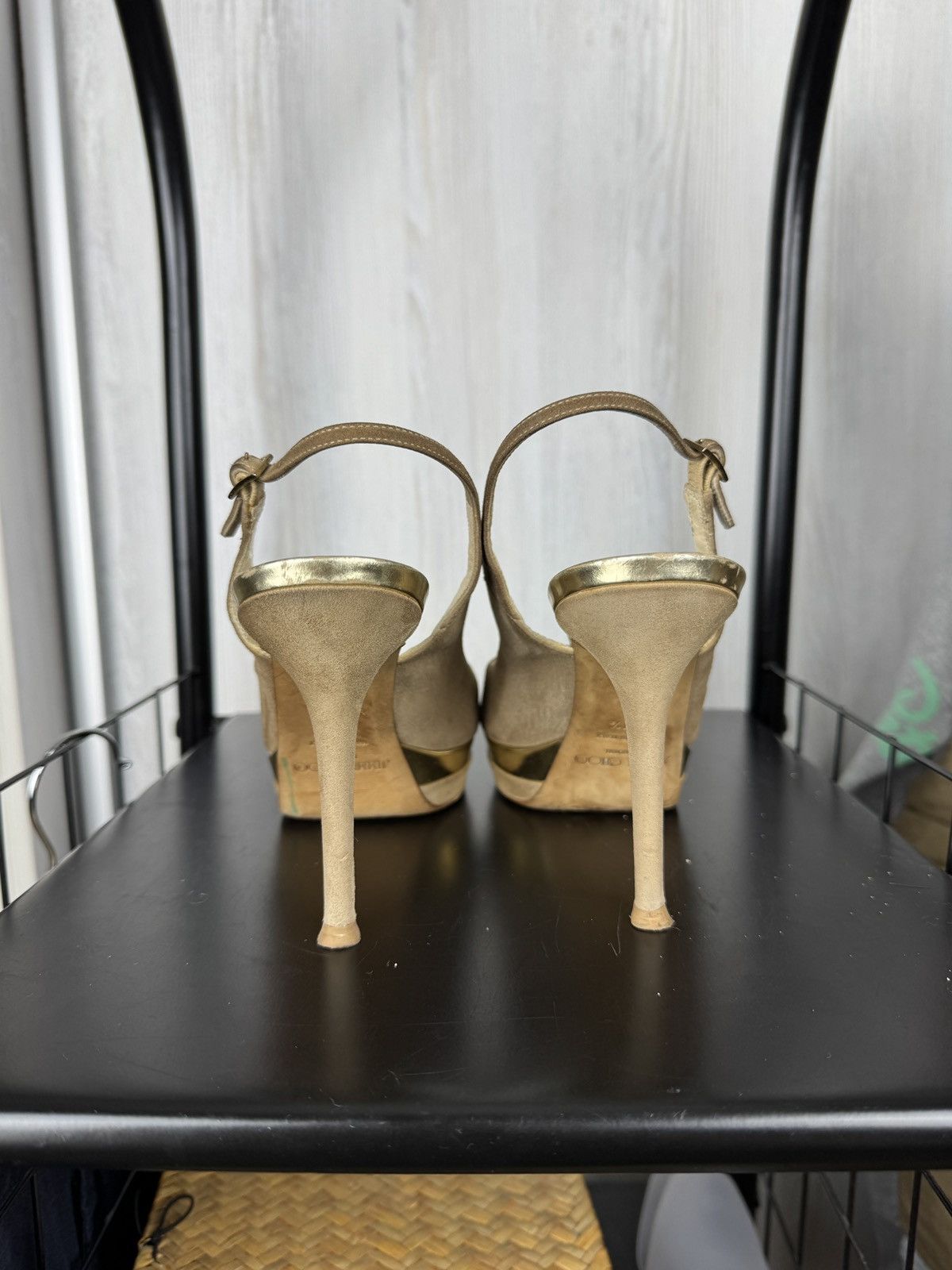 Jimmy Choo JIMMY CHOO Suede Mirrored Platform Open Toe Heels Pumps 7.5 Size US 7.5 / IT 37.5 - 10 Thumbnail